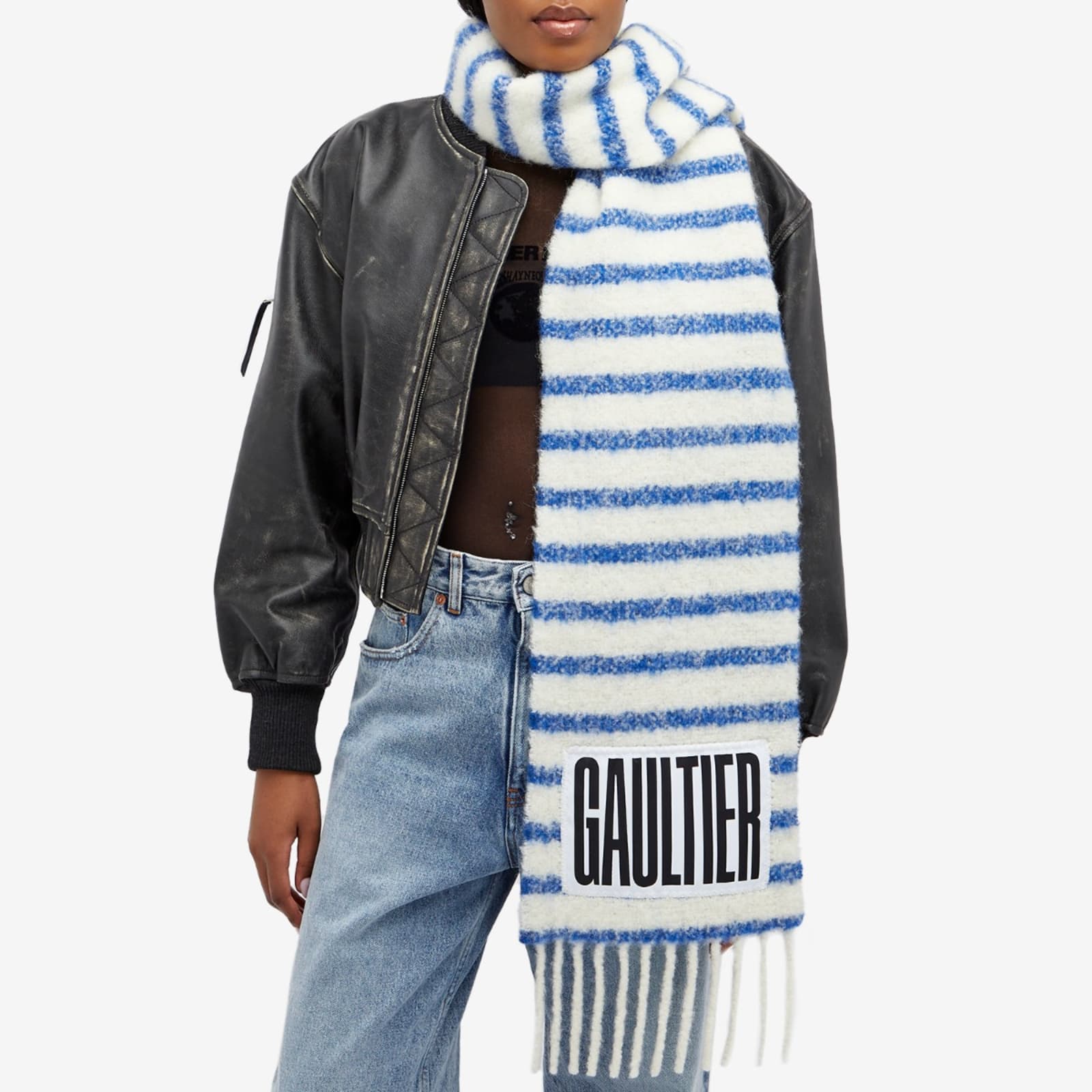 Jean Paul Gaultier Mohair Scarf - White & Blue