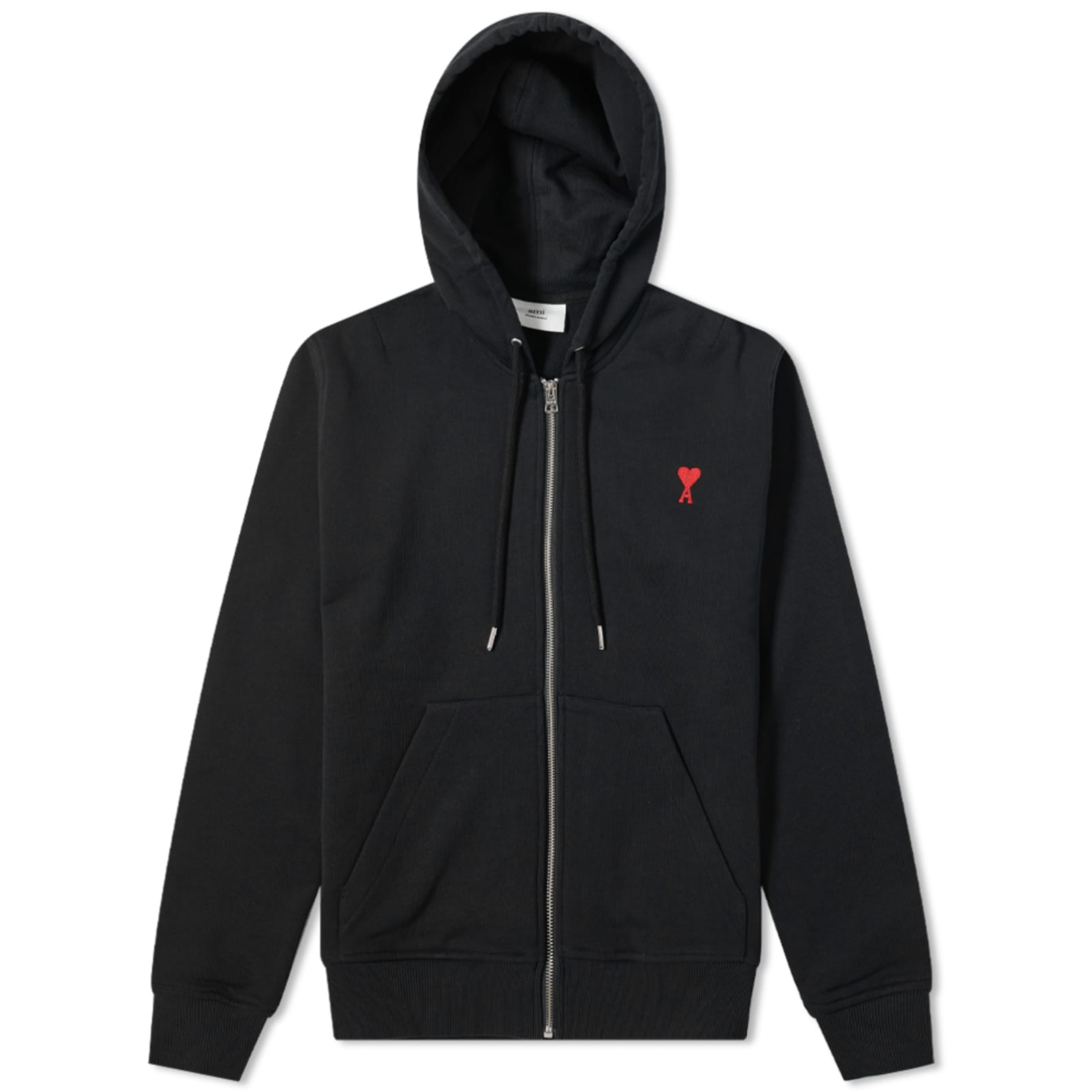 AMI A Heart Zip Through Hoodie - Black