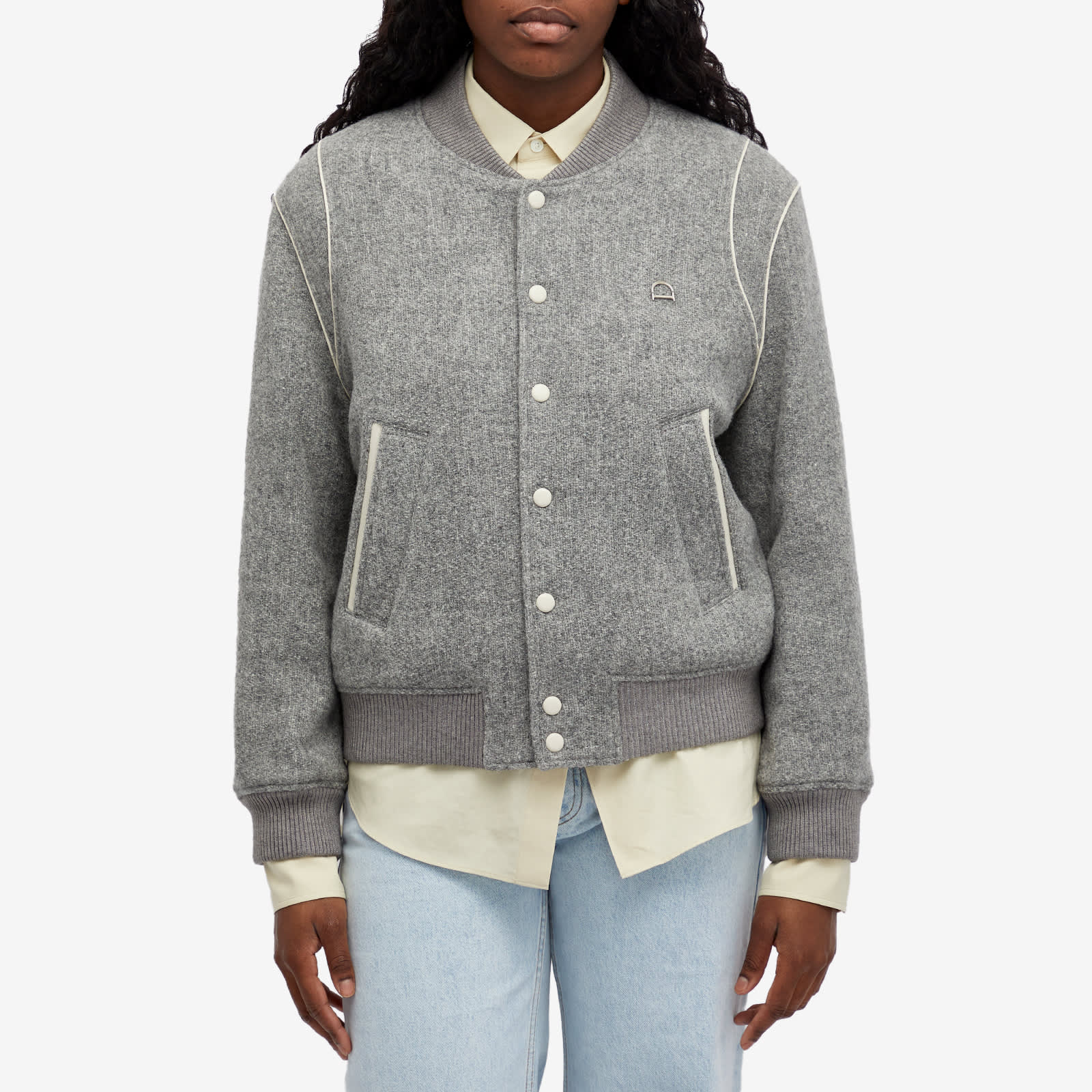 DUNST Unisex Wool Varsity Jacket Melange Grey END. (US)