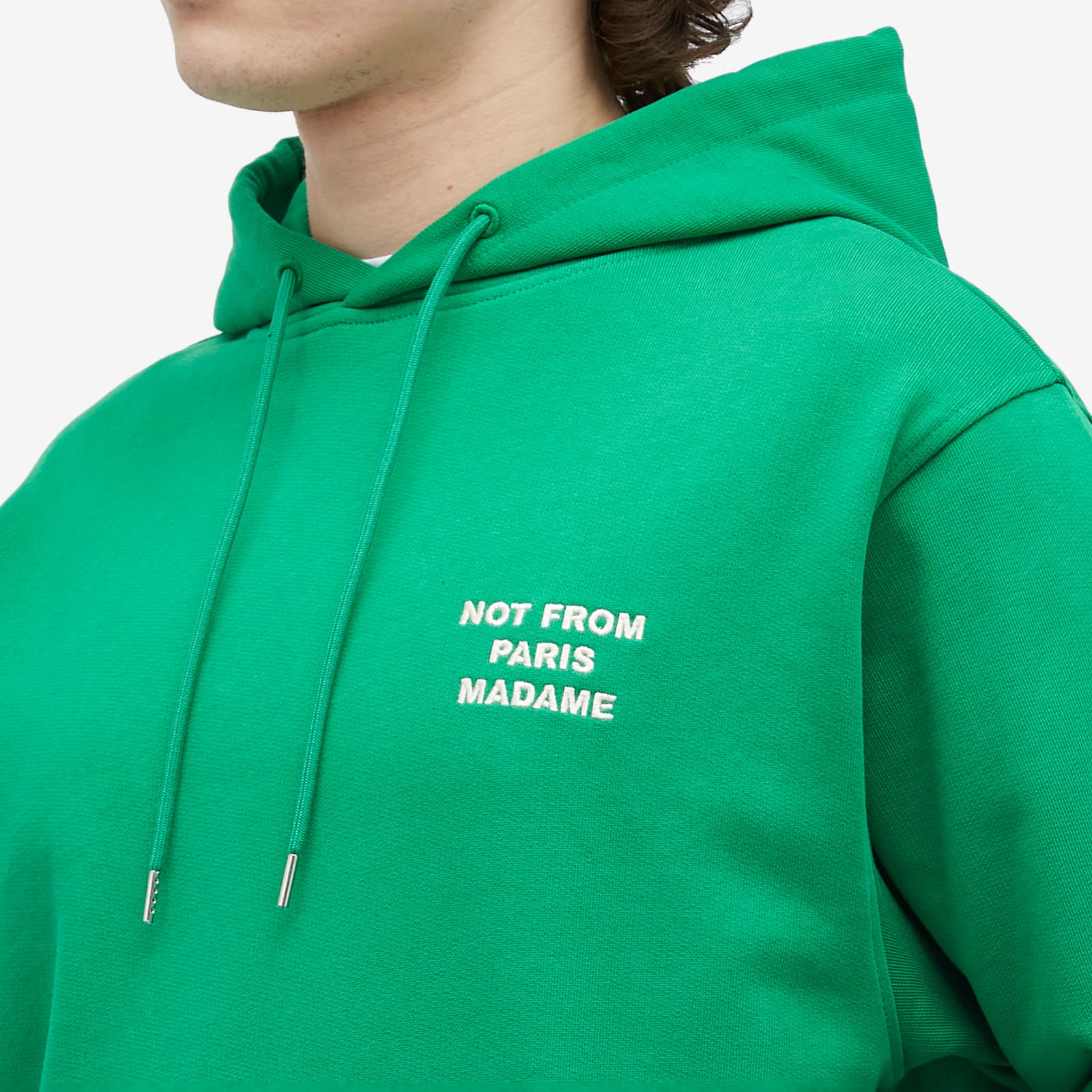 Drôle de Monsieur Not From Paris Madame Slogan Hoodie Green | END. (SG)