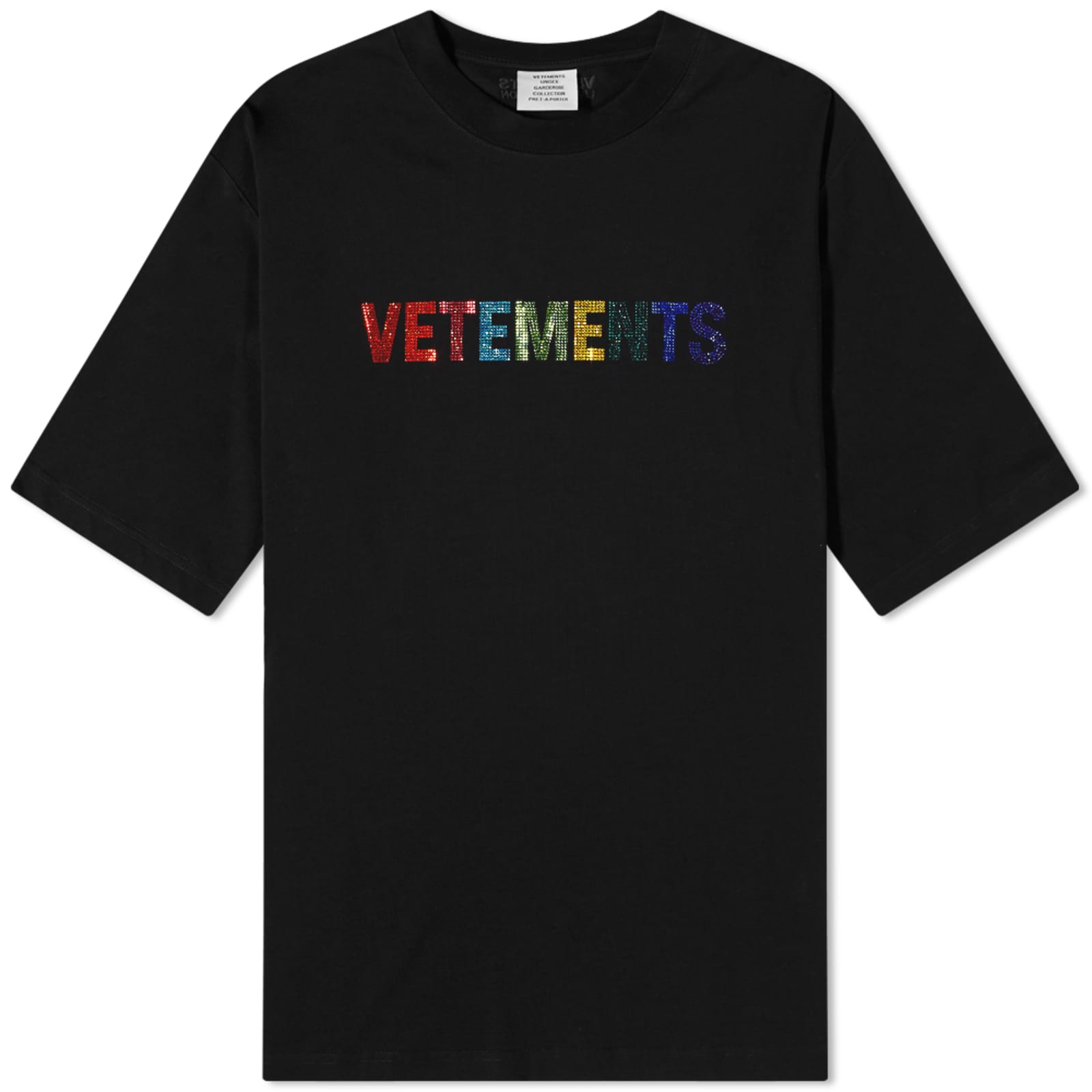 VETEMENTS Crystal Logo TShirt Black END. (AT)