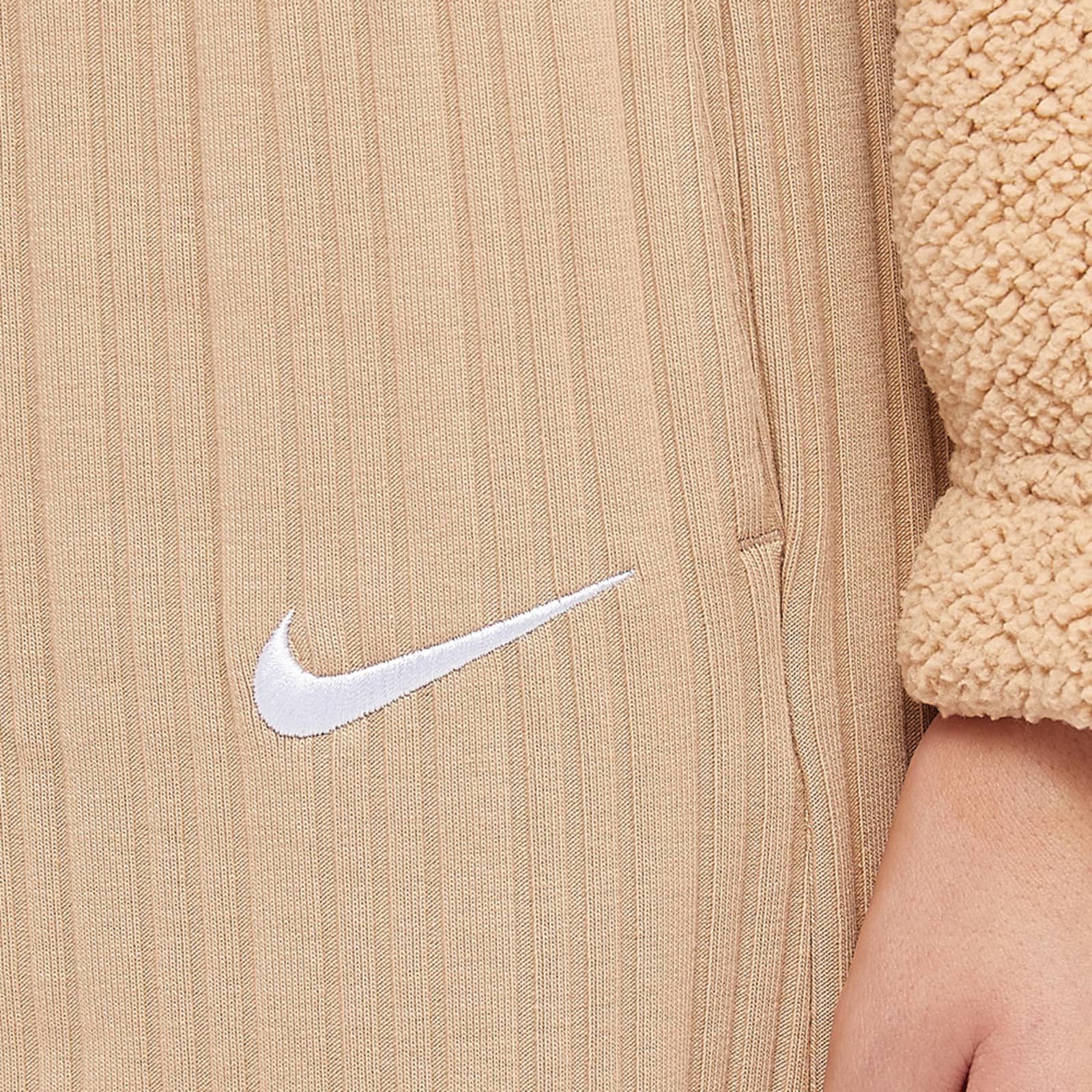 Nike Ribbed Jersey Wide Leg Pants Hemp & White END.