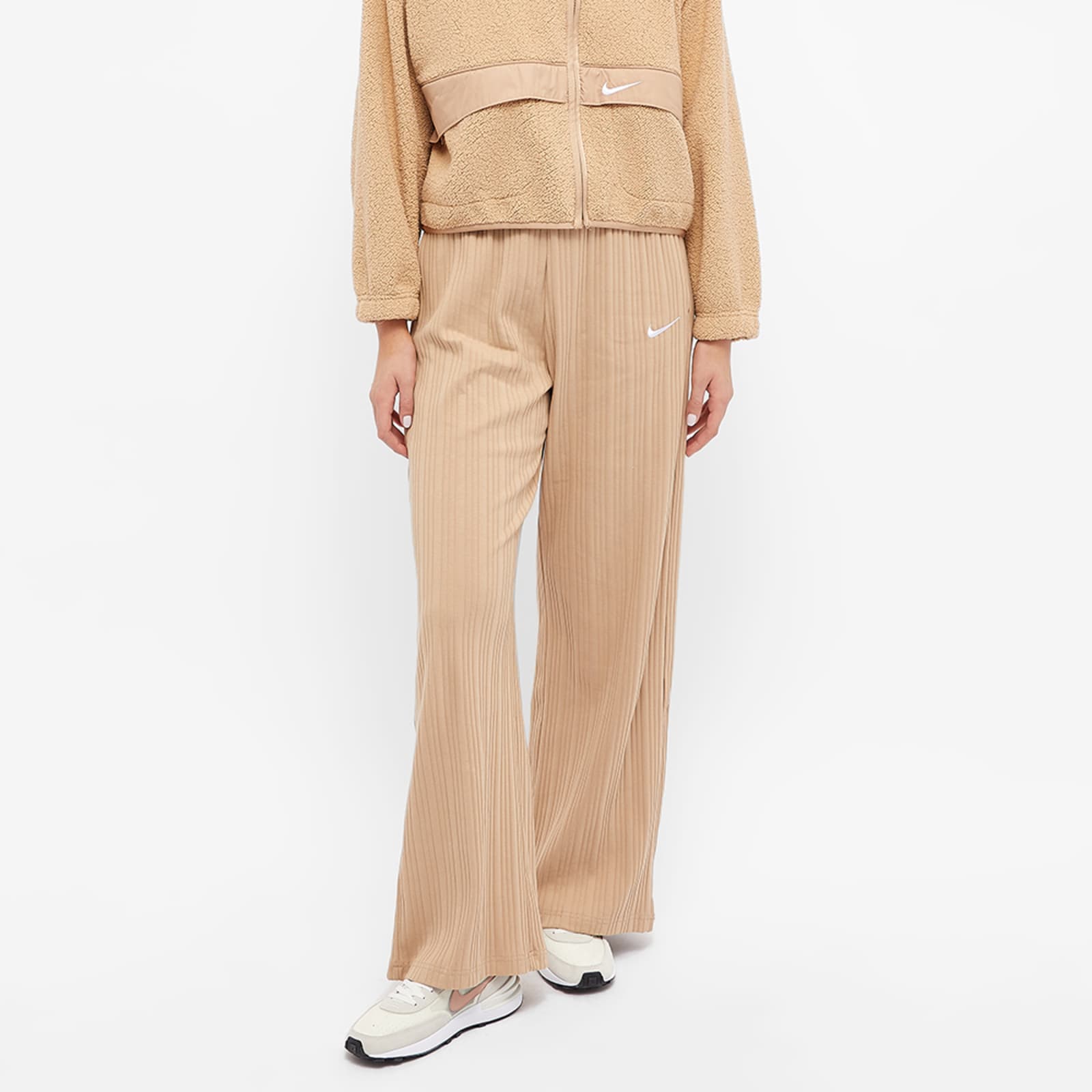 Nike Ribbed Jersey Wide Leg Pants Hemp & White END.