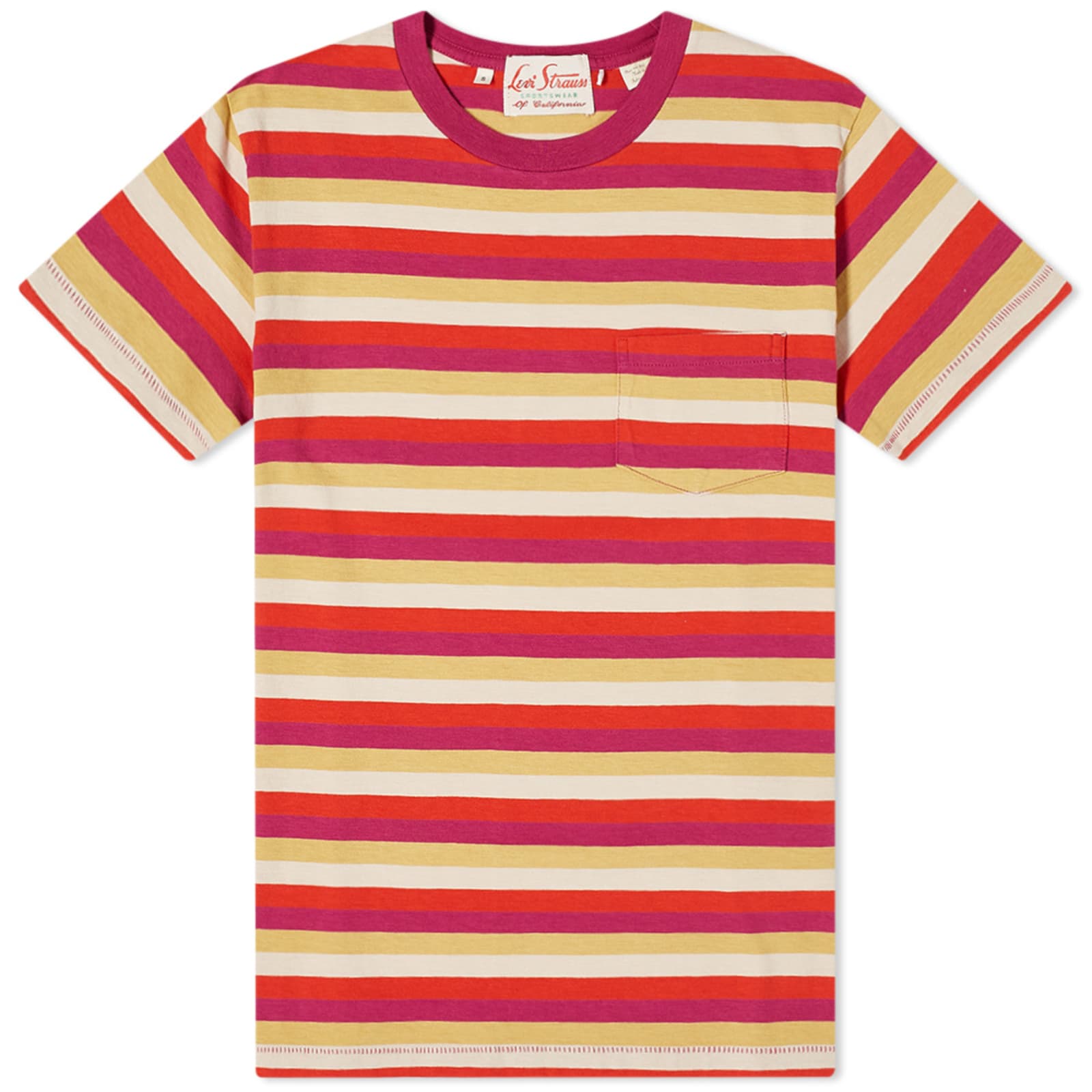 Levi's Vintage Clothing 1950's Sportswear T-Shirt - Red, Cream, Yellow & Pink