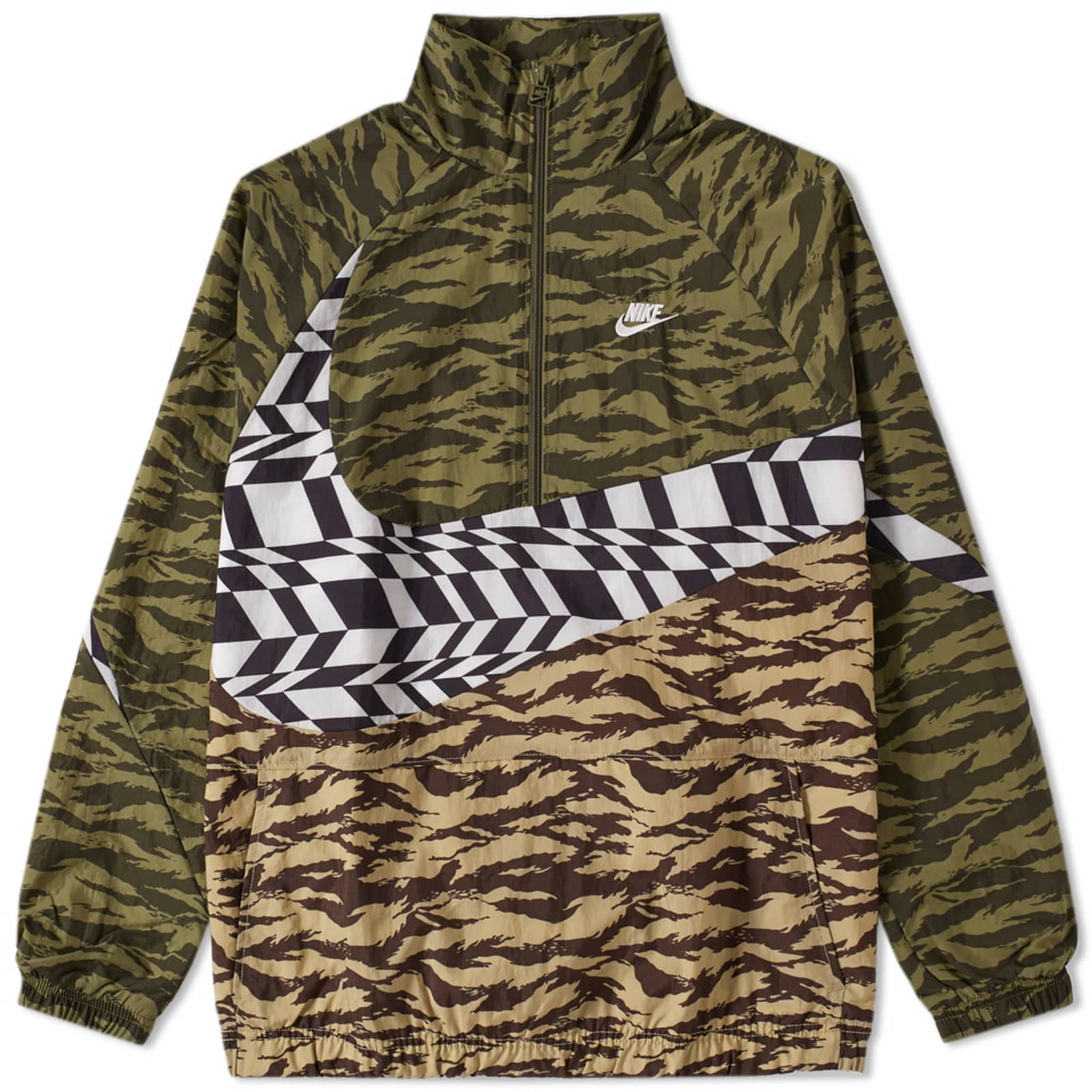 swoosh woven half zip jacket