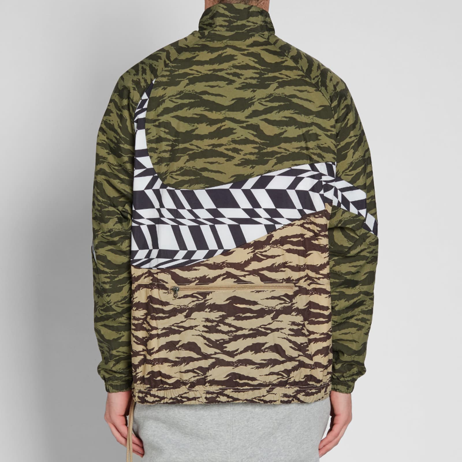 swoosh woven half zip jacket