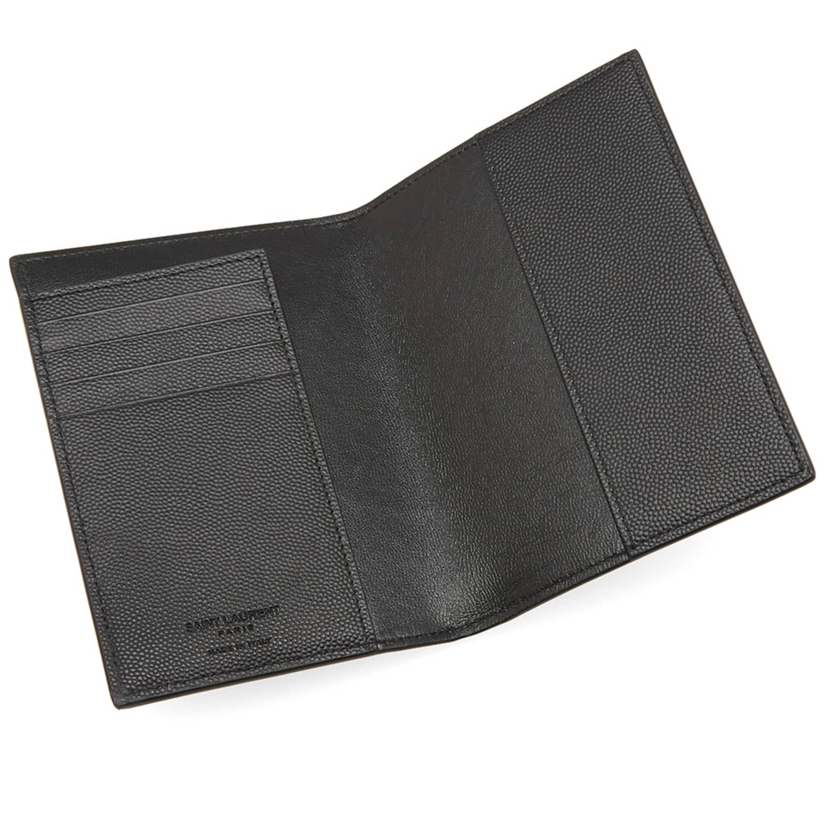 Saint Laurent Grain Passport Holder Black END.