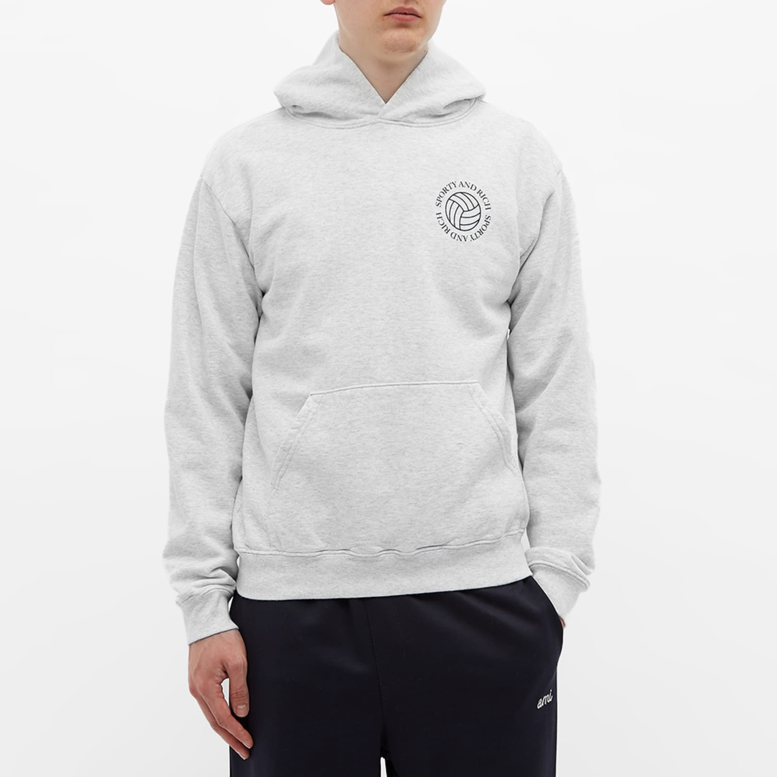 Sporty & Rich Volleyball Hoodie Heather Grey & Navy END. (SG)