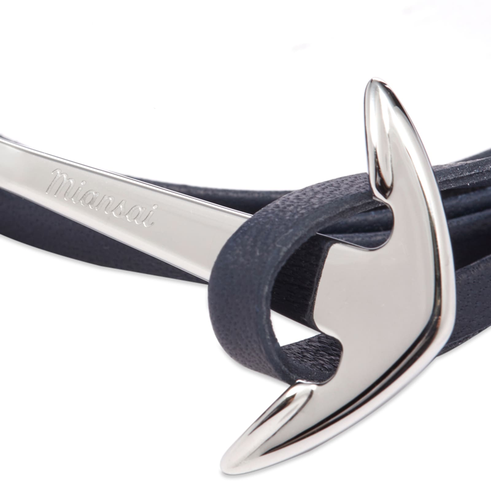 Miansai Anchor Leather Bracelet - Silver & Navy