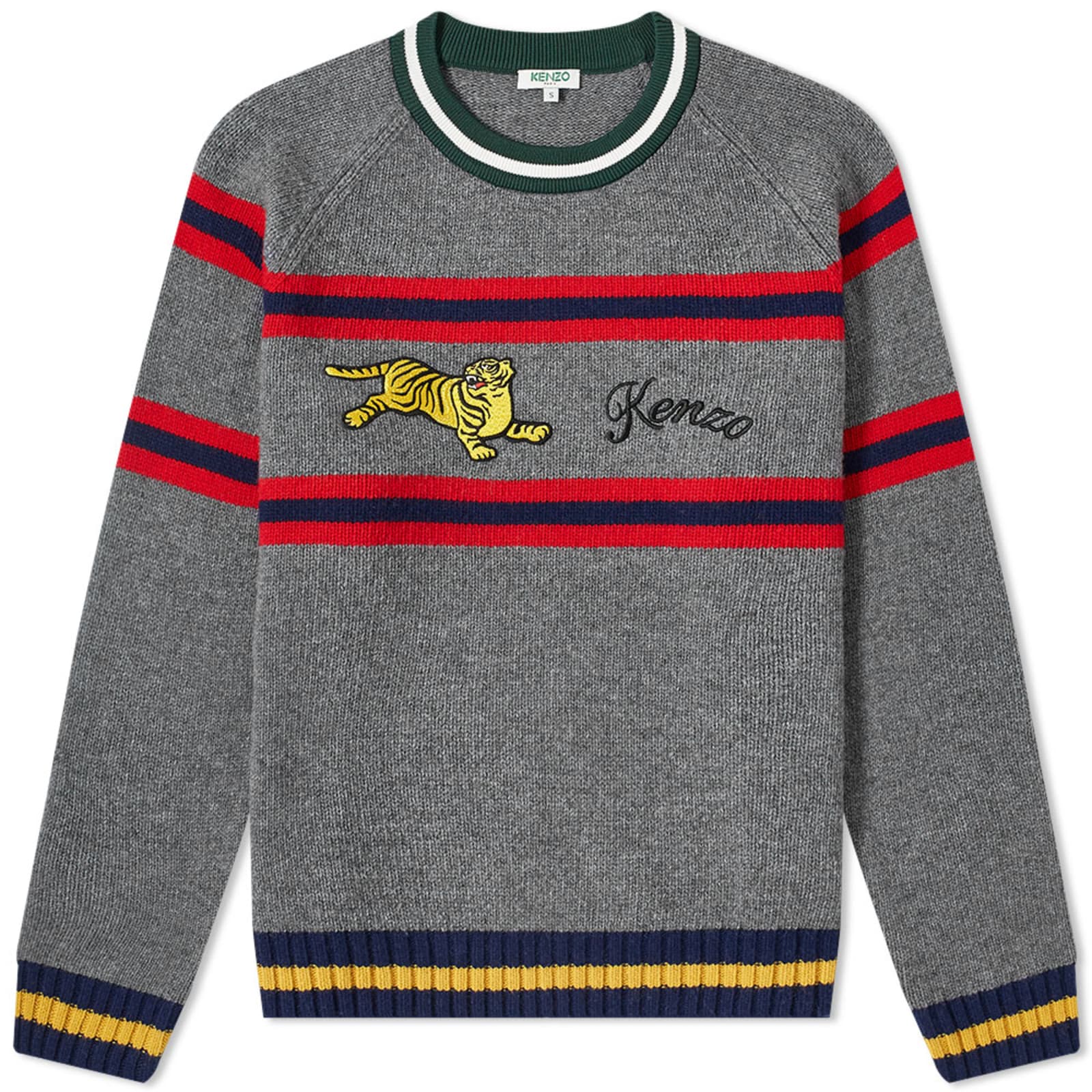 Kenzo Striped Jumping Tiger Knit - Pale Grey