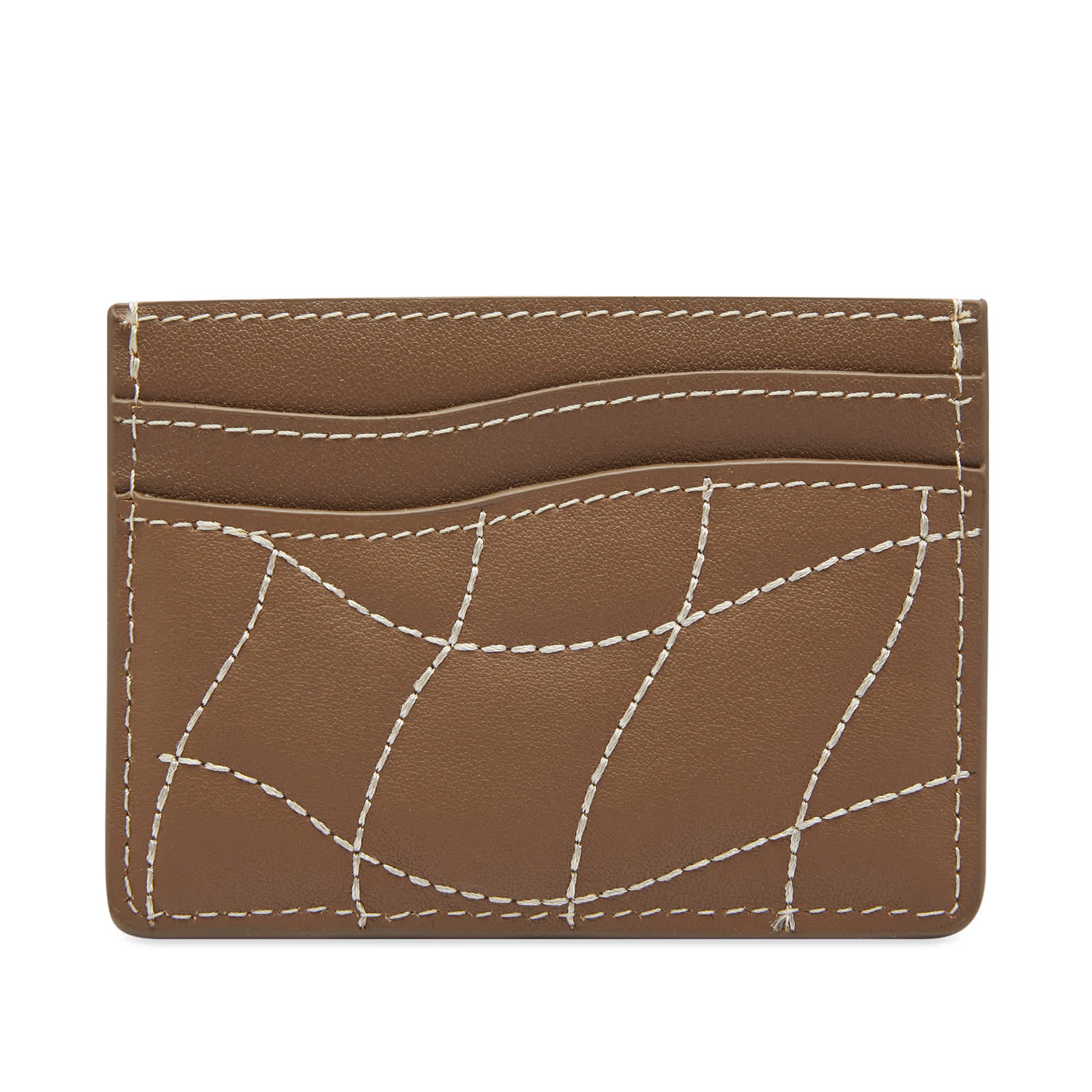 Dime Quilted Leather Card Holder Brown END.