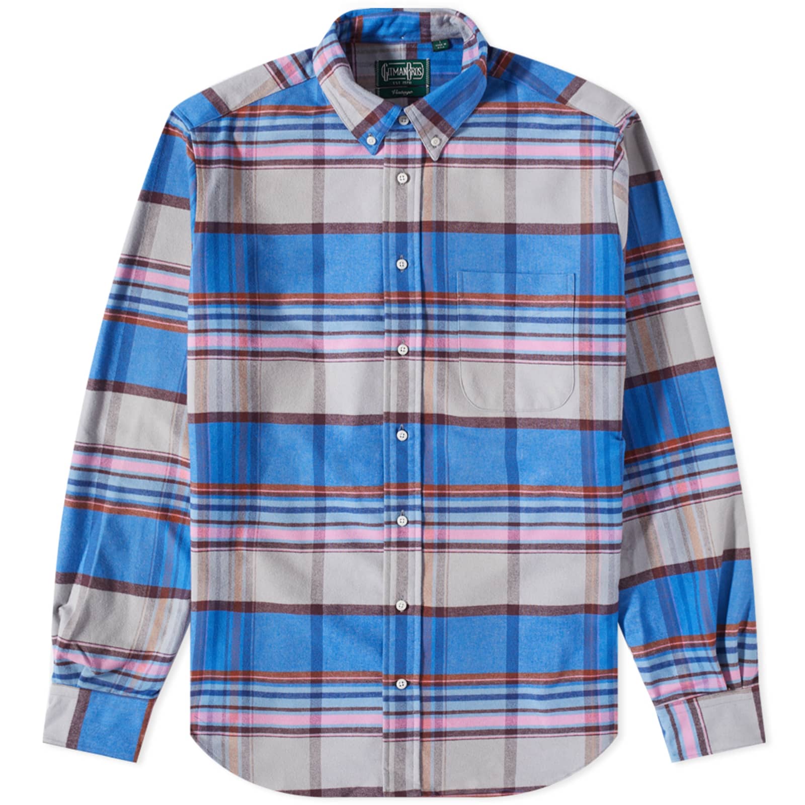 Gitman Vintage Button Down Moleskin Flannel Shirt Sunset Stripe END. (GB)