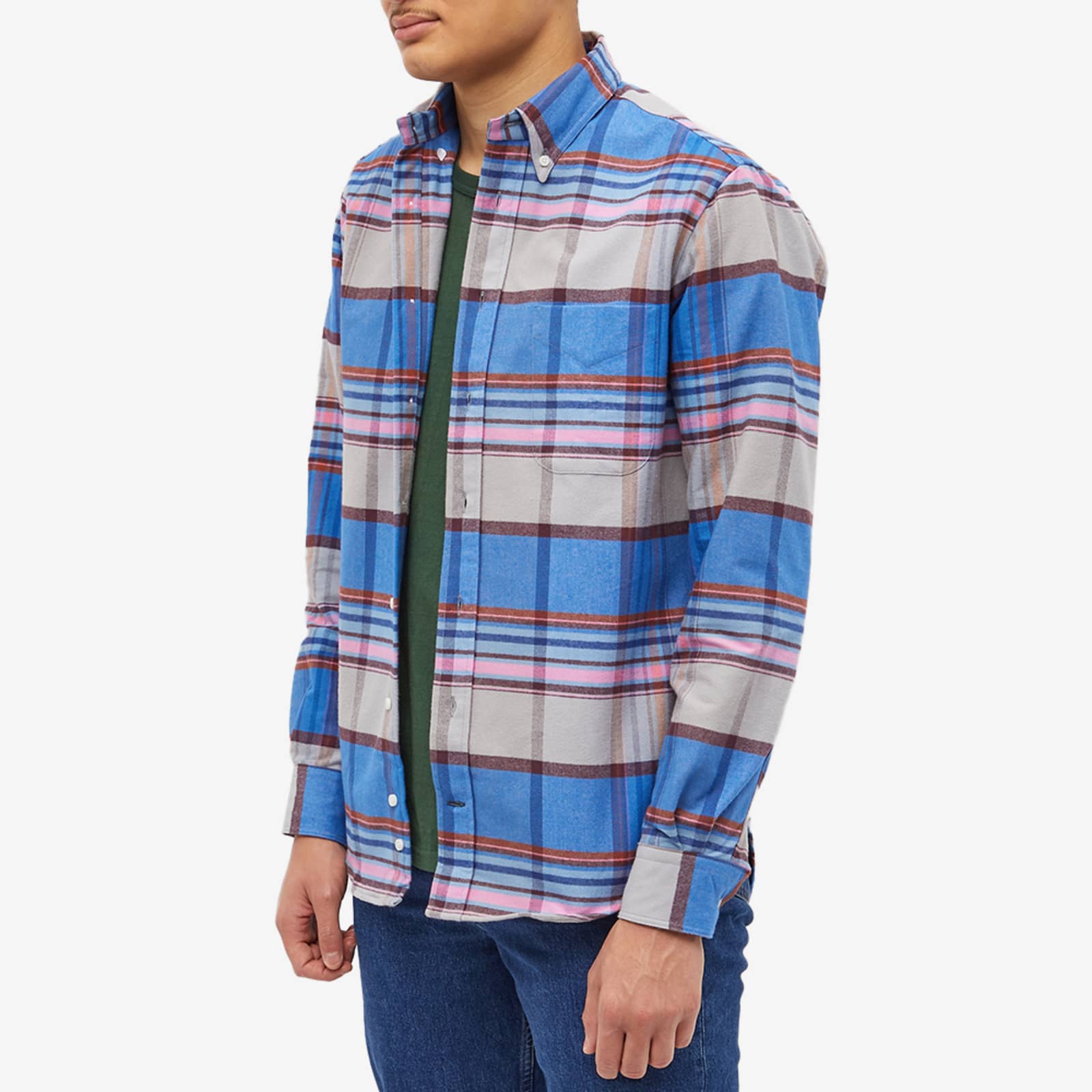 Gitman Vintage Button Down Moleskin Flannel Shirt Sunset Stripe END. (GB)