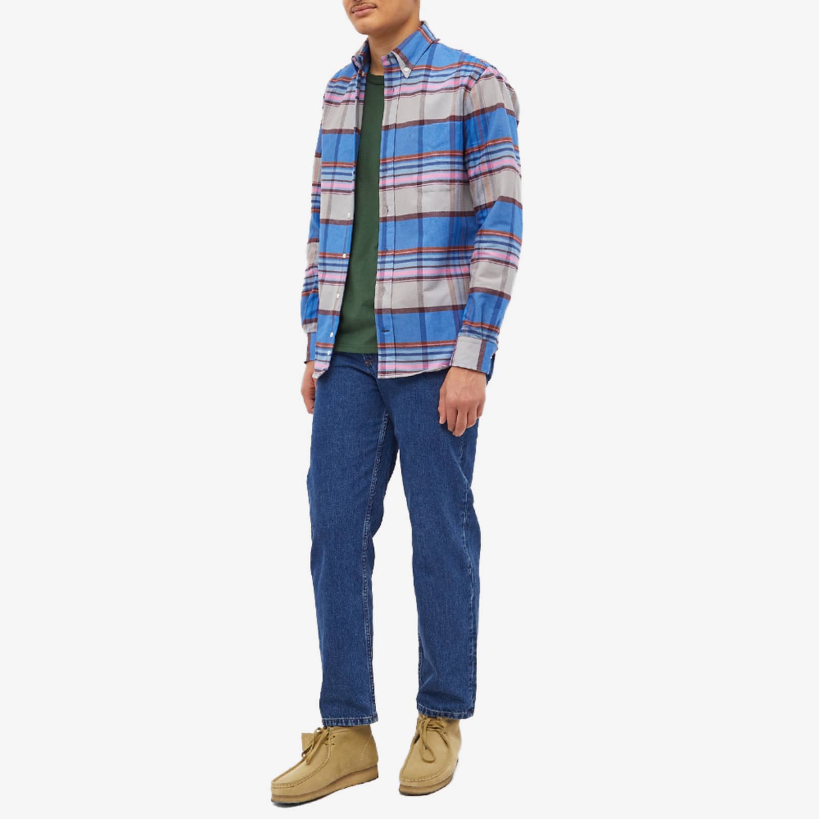 Gitman Vintage Button Down Moleskin Flannel Shirt Sunset Stripe END. (JP)