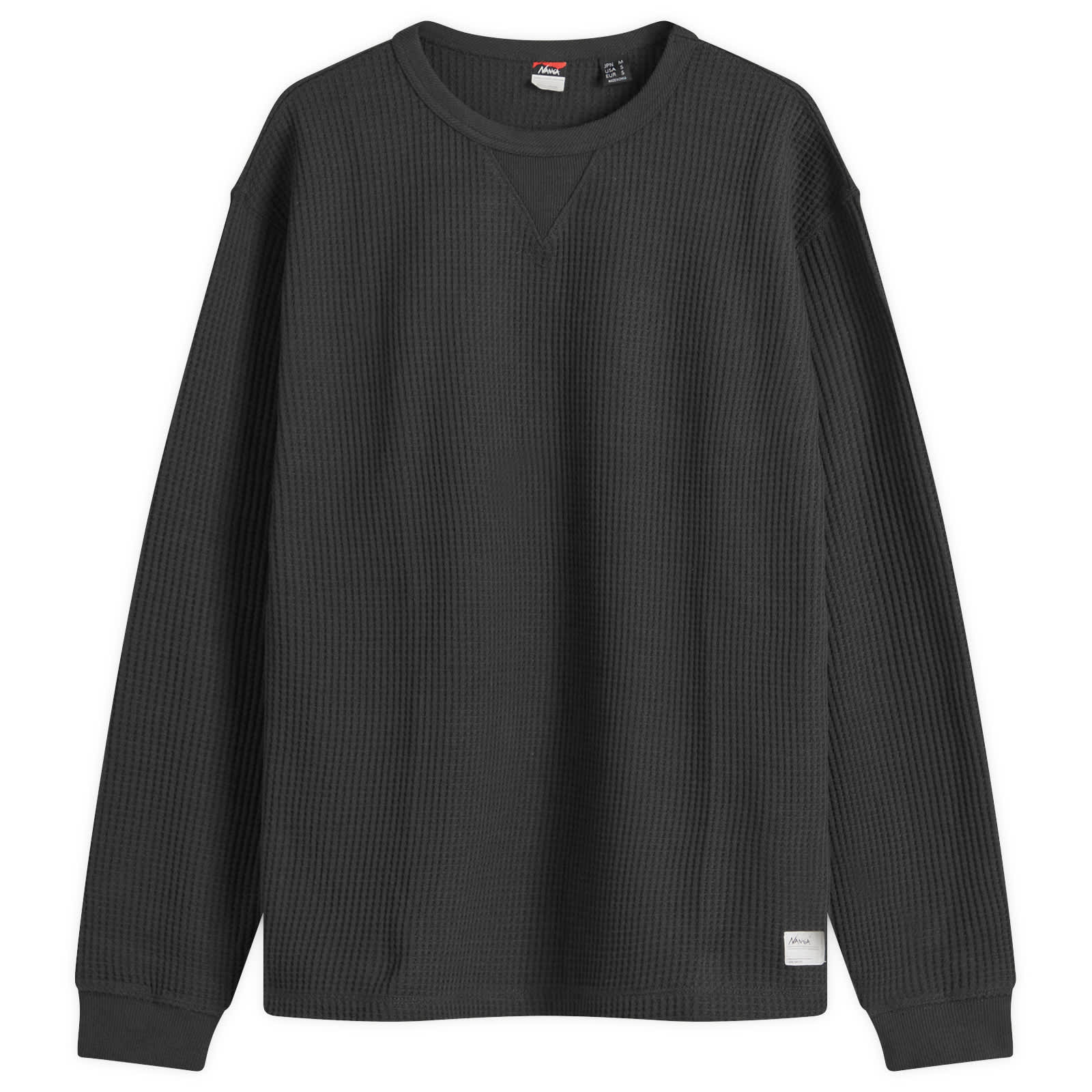 NANGA Long Sleeve Eco Hybrid Waffle T-Shirt - Black