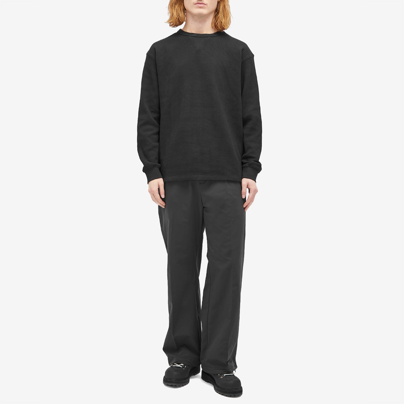 NANGA Long Sleeve Eco Hybrid Waffle T-Shirt - Black