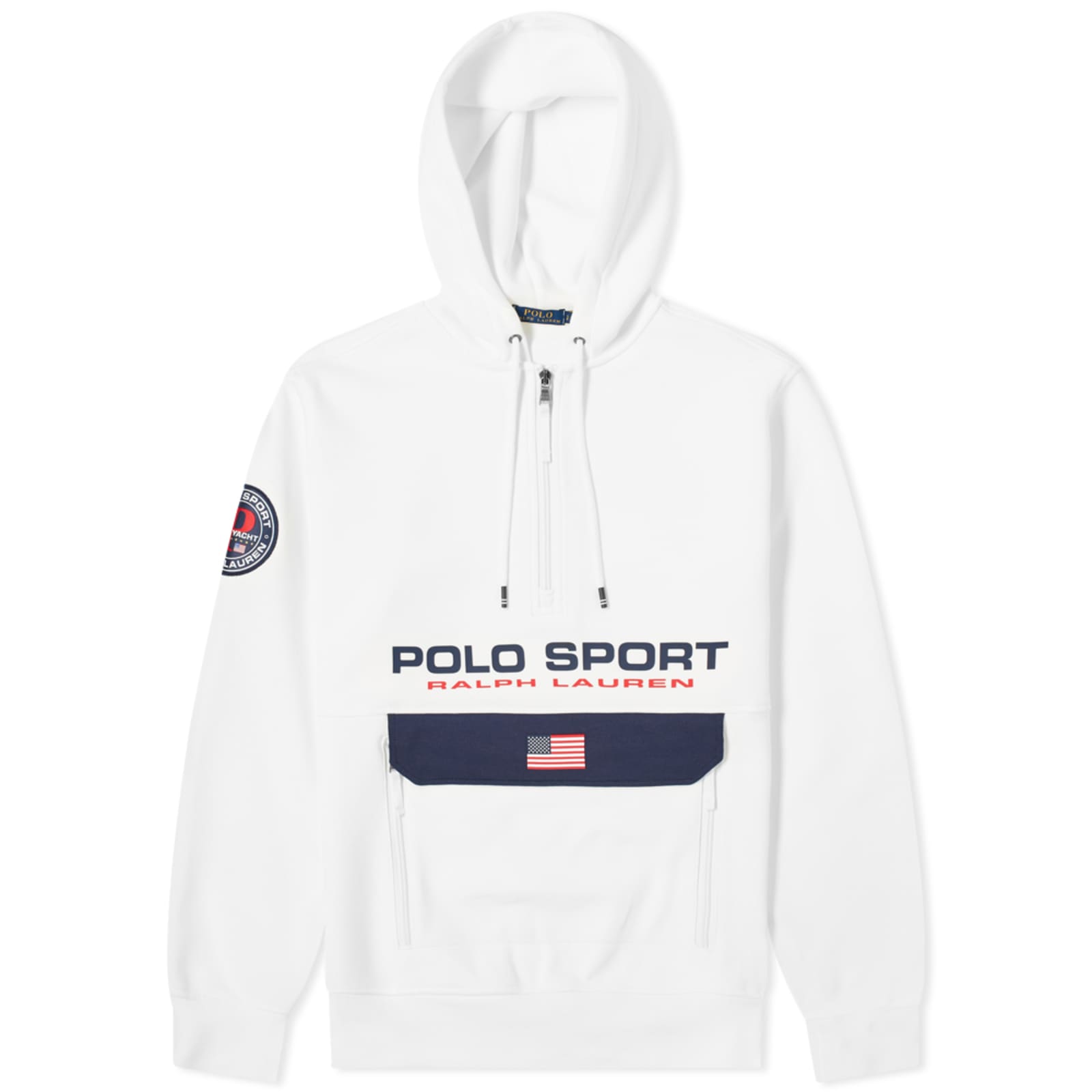 Polo Ralph Lauren Polo Sport Half Zip Pocket Popover Hoody - White