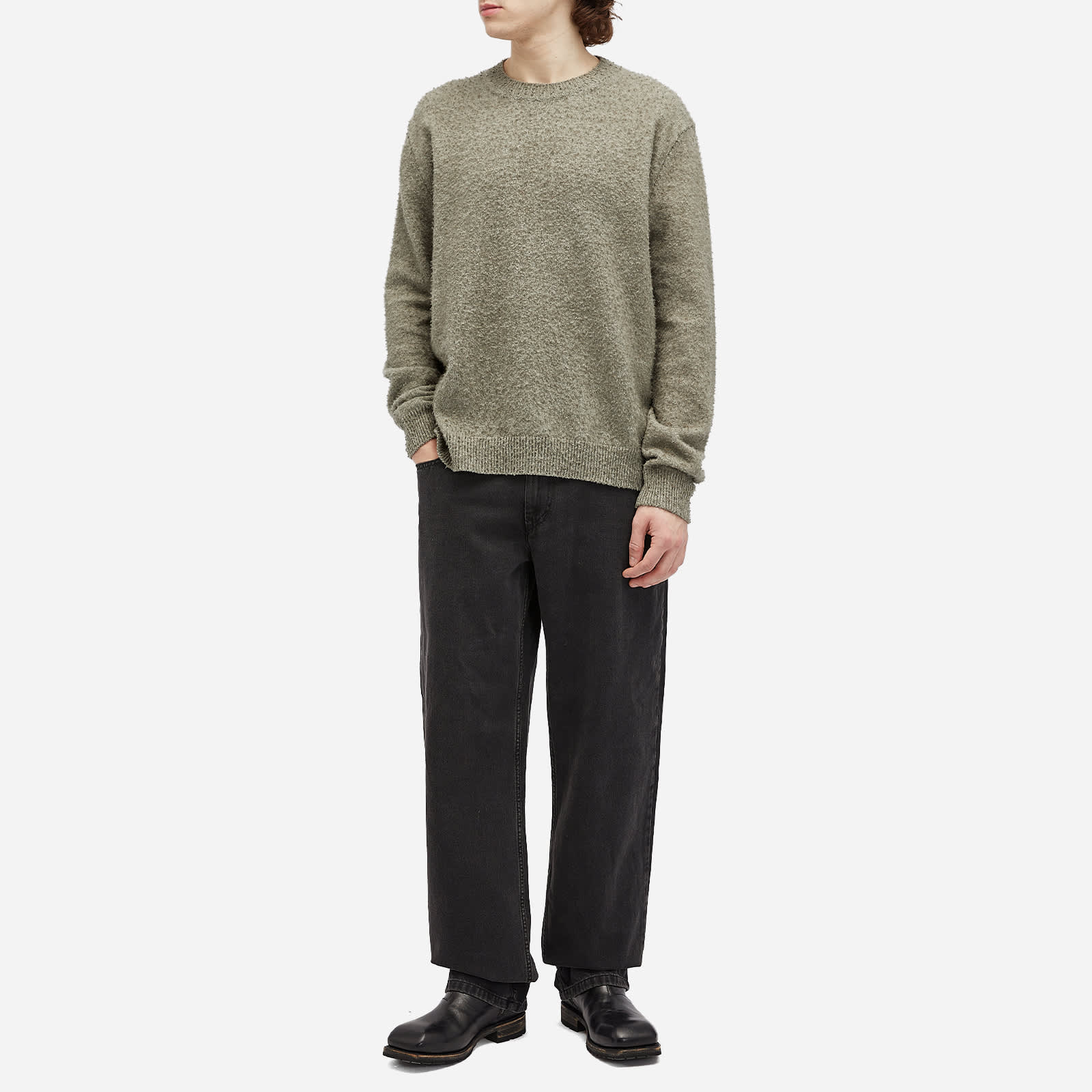 Maison Margiela Wool Cotton Crewneck Knit - Sage Green
