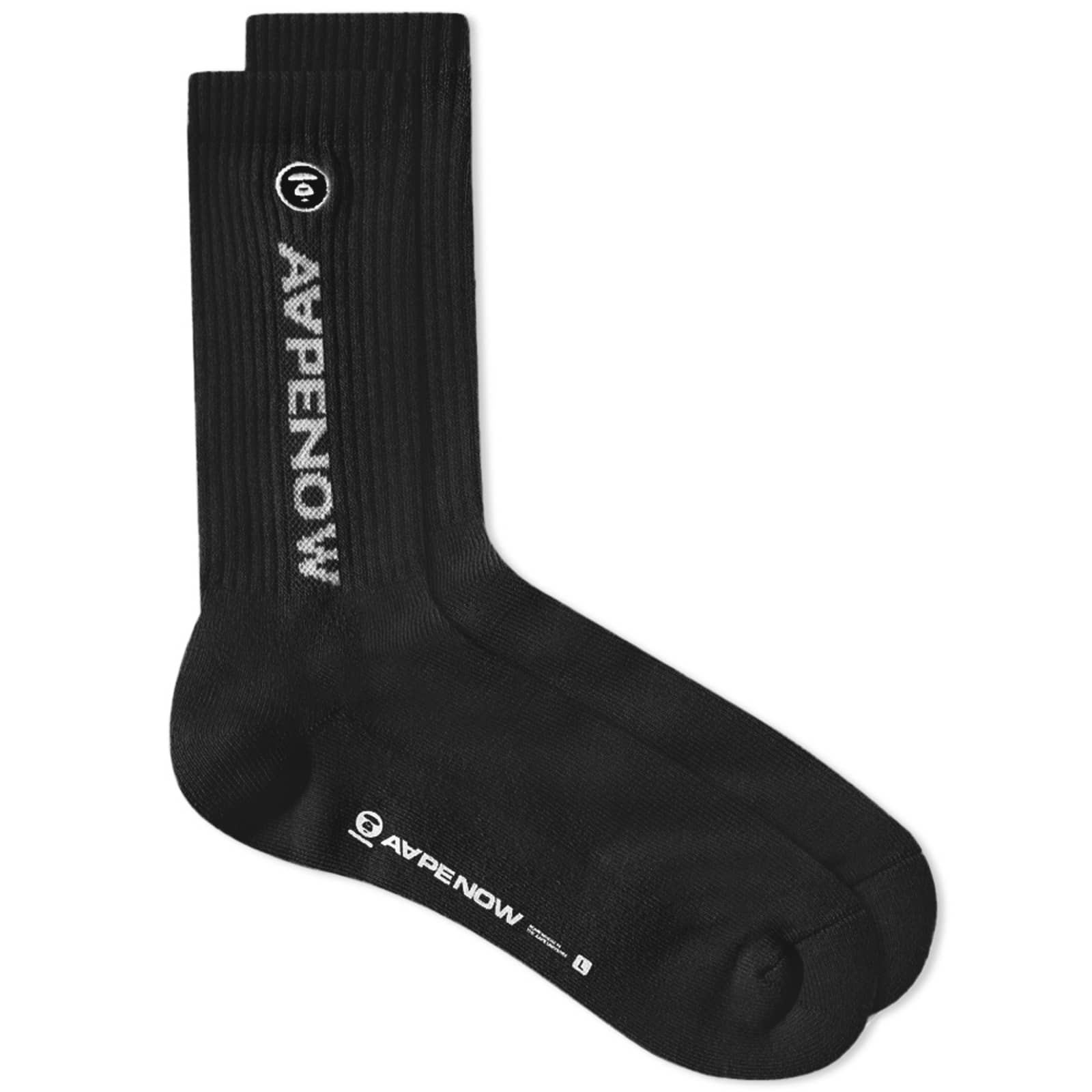 AAPE Ribbed Logo Sock Black END.