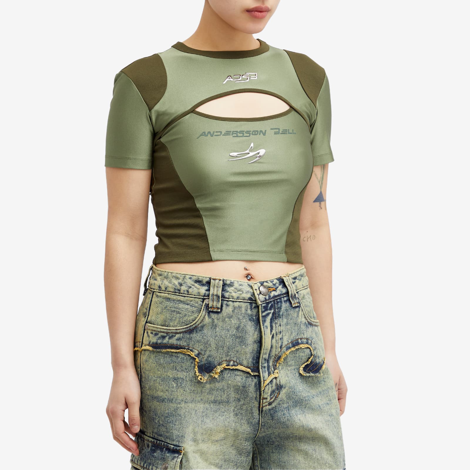 Andersson Bell Cut-Out Racing T-Shirt - Khaki