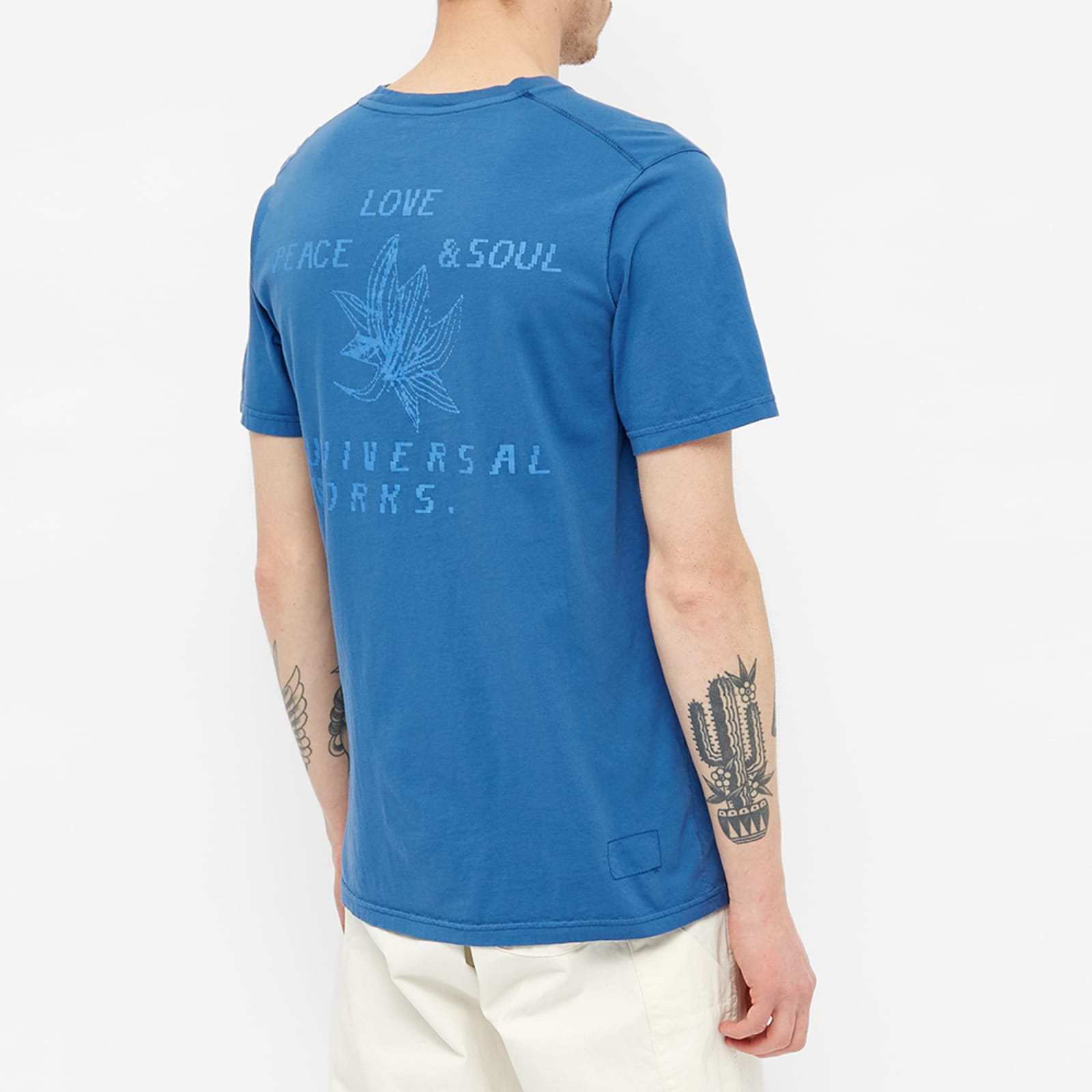 Universal Works Lotus Print T-Shirt - Blue