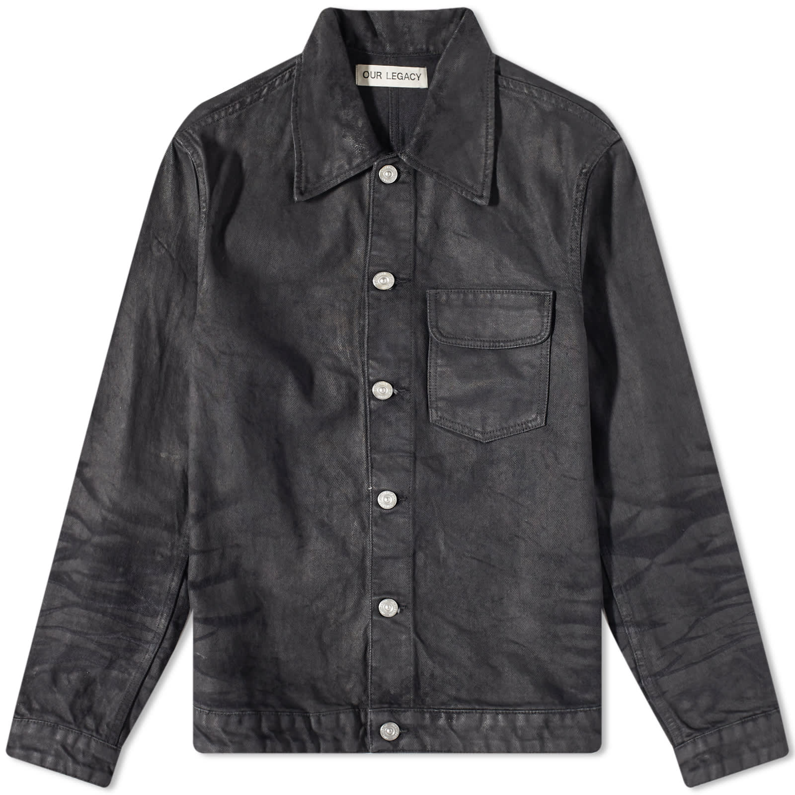 Our Legacy Rebirth Waxed Denim Jacket - Waxed Black Denim