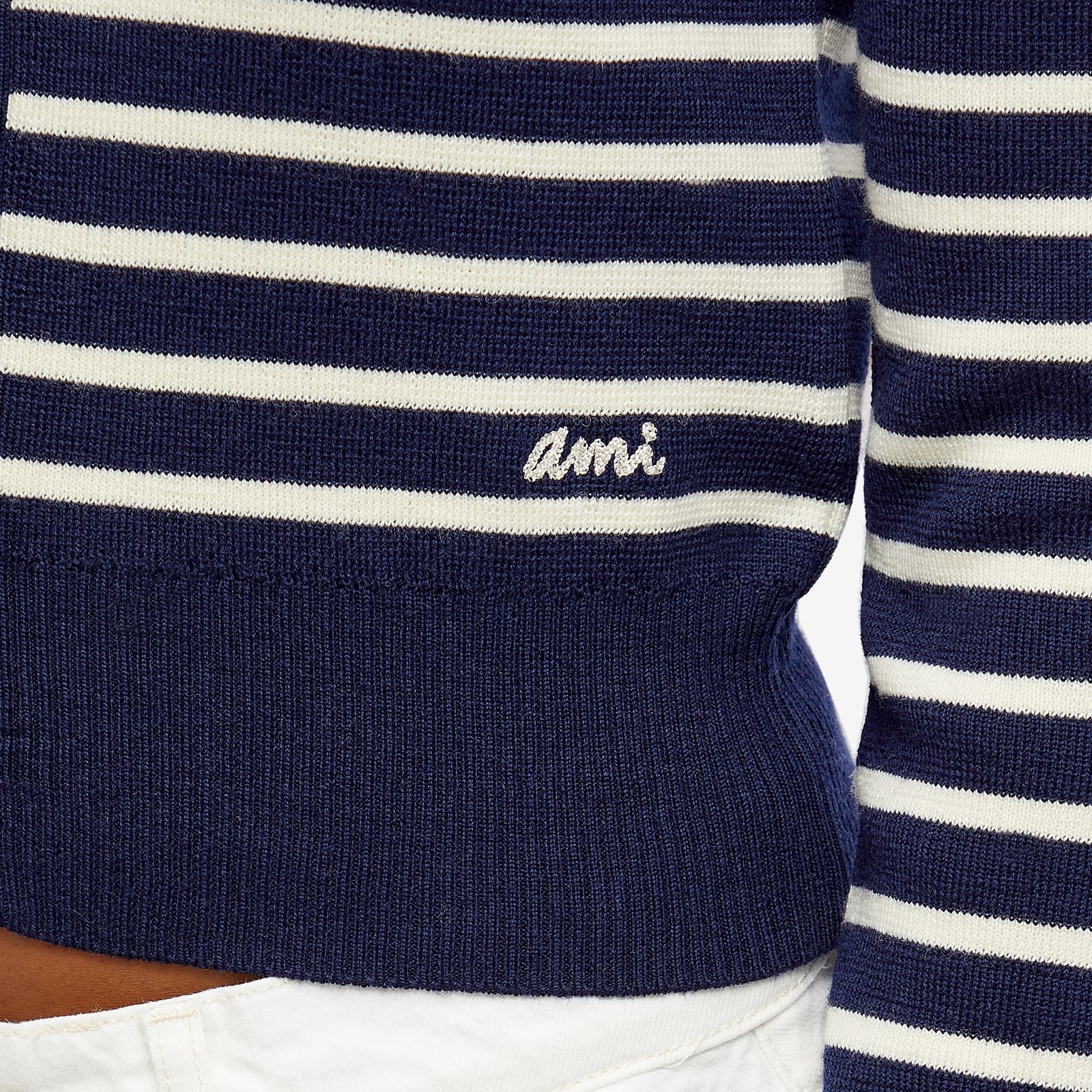 AMI Sailor Stripe Cardigan - Nautic Blue & Natural White