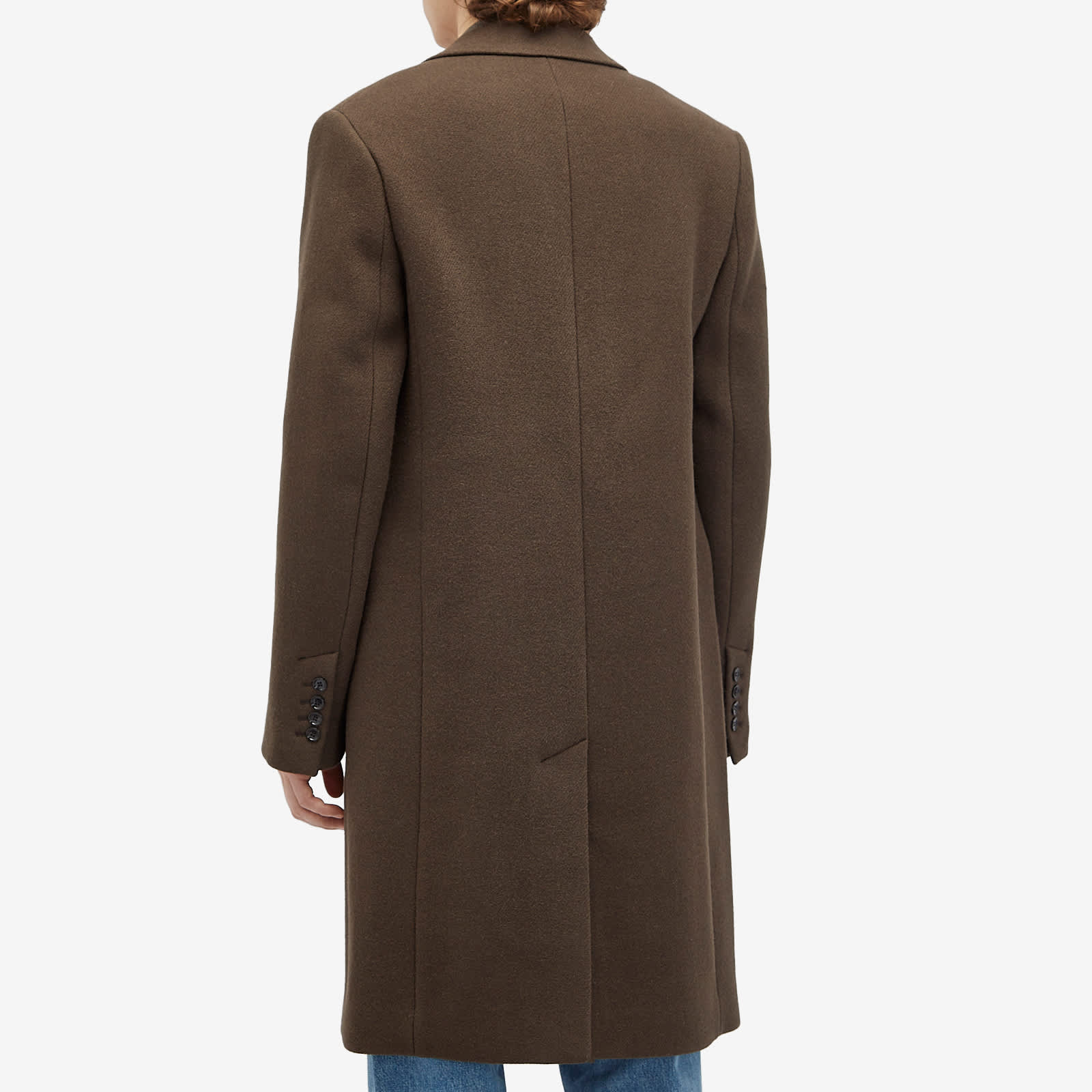 AMI Paris Two Button Herringbone Wool Overcoat