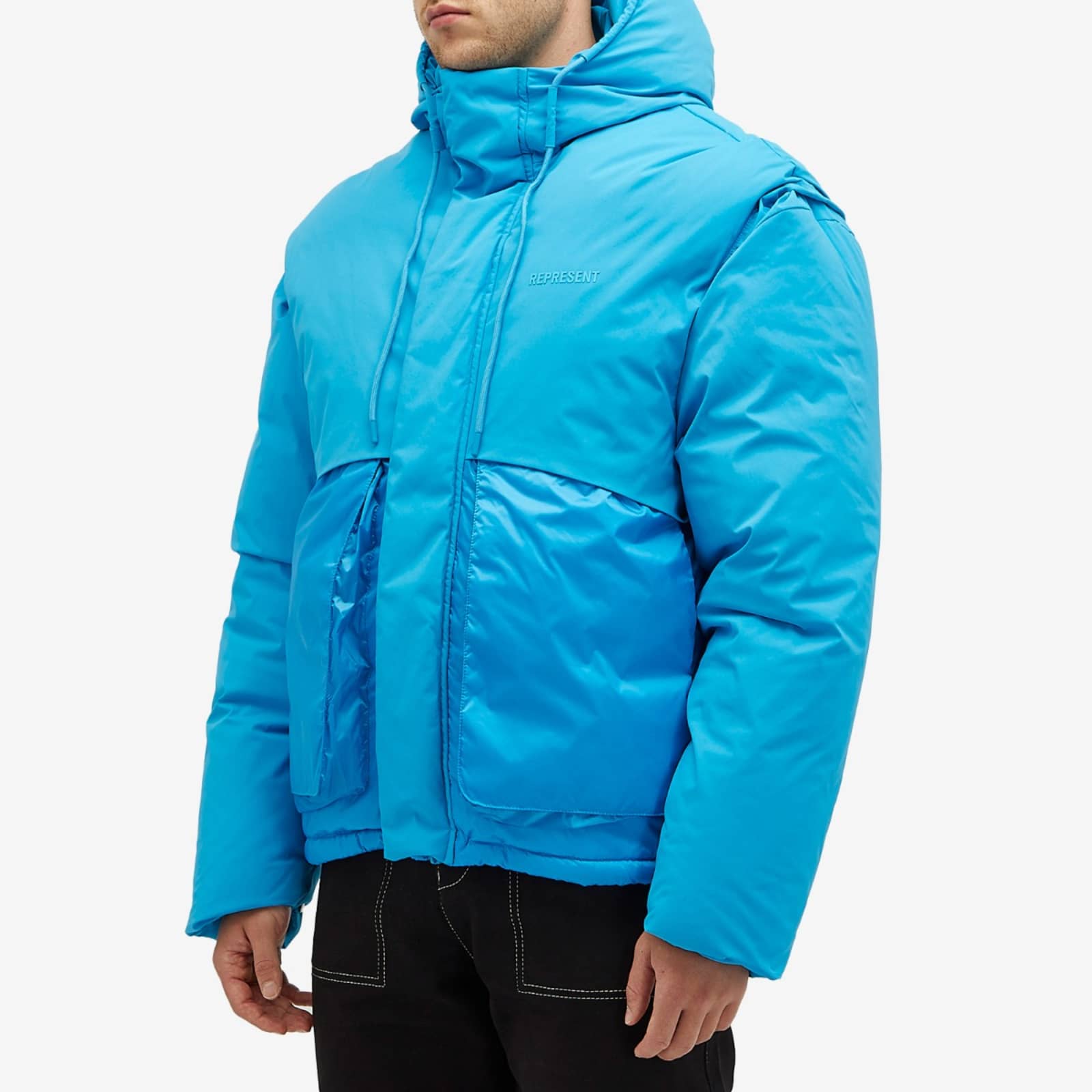 Represent Layered Hooded Puffer Electric Blue END. (AU)