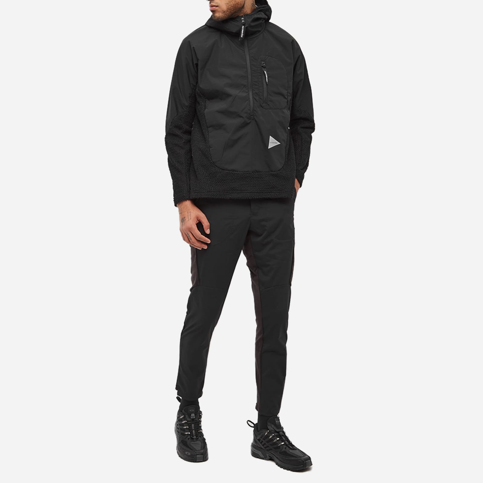 and wander Alpha Direct Popover Hoodie - Black