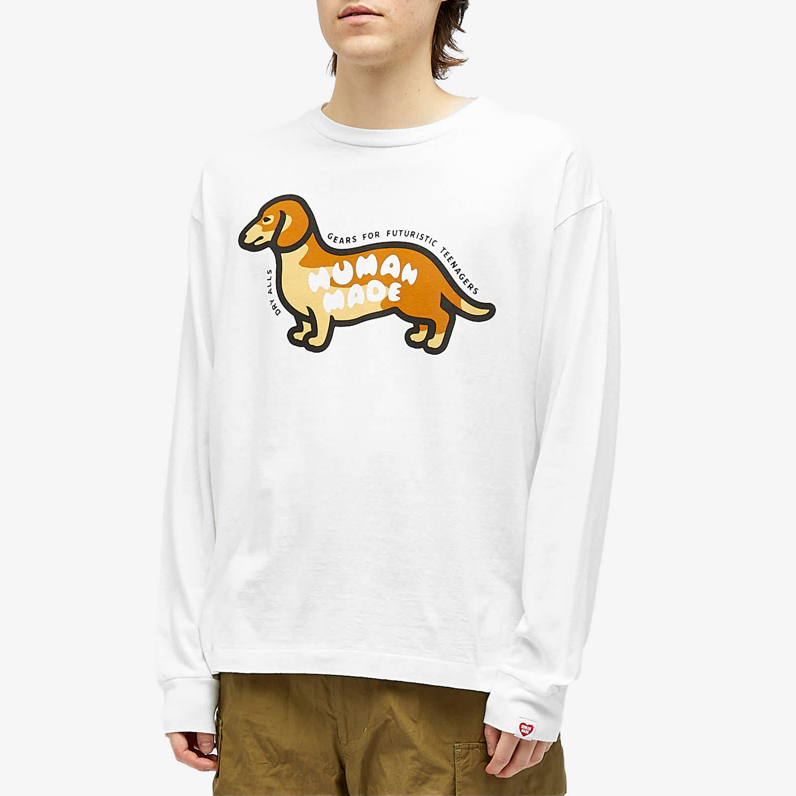 Human Made Long Sleeve Sausage Dog TShirt White END.