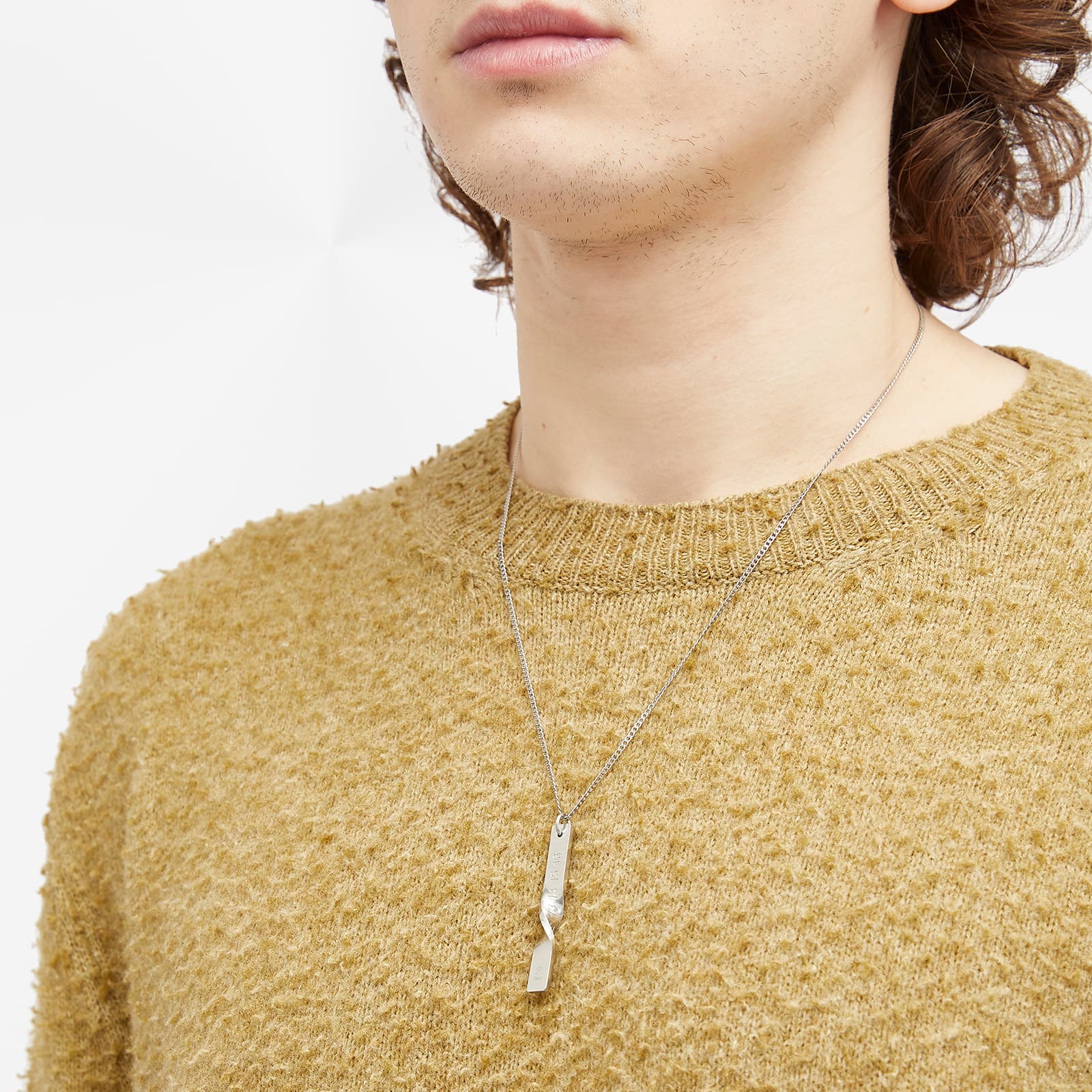 Maison Margiela Twisted Number Logo Bar Necklace - Palladio Semi Polished Plating