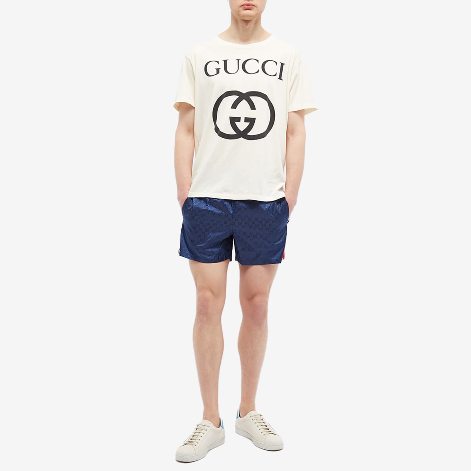 Gucci GG Jaquard Swim Shorts Navy END.