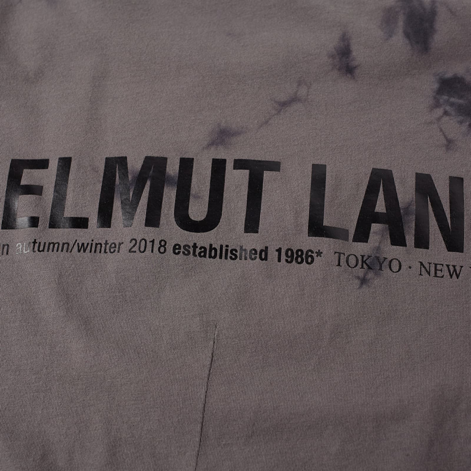 Helmut Lang Long Sleeve Tie-Dye Logo Tee - Grey & Black