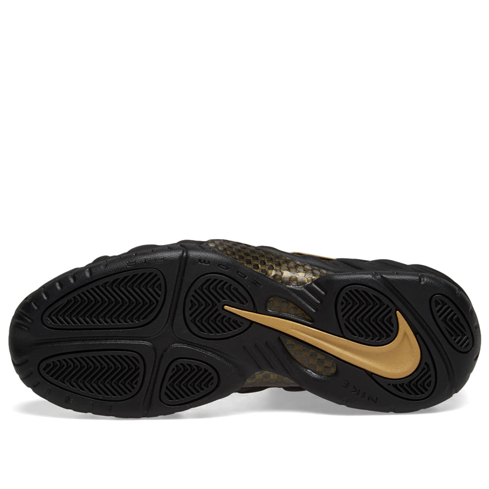 air foamposite pro black metallic gold