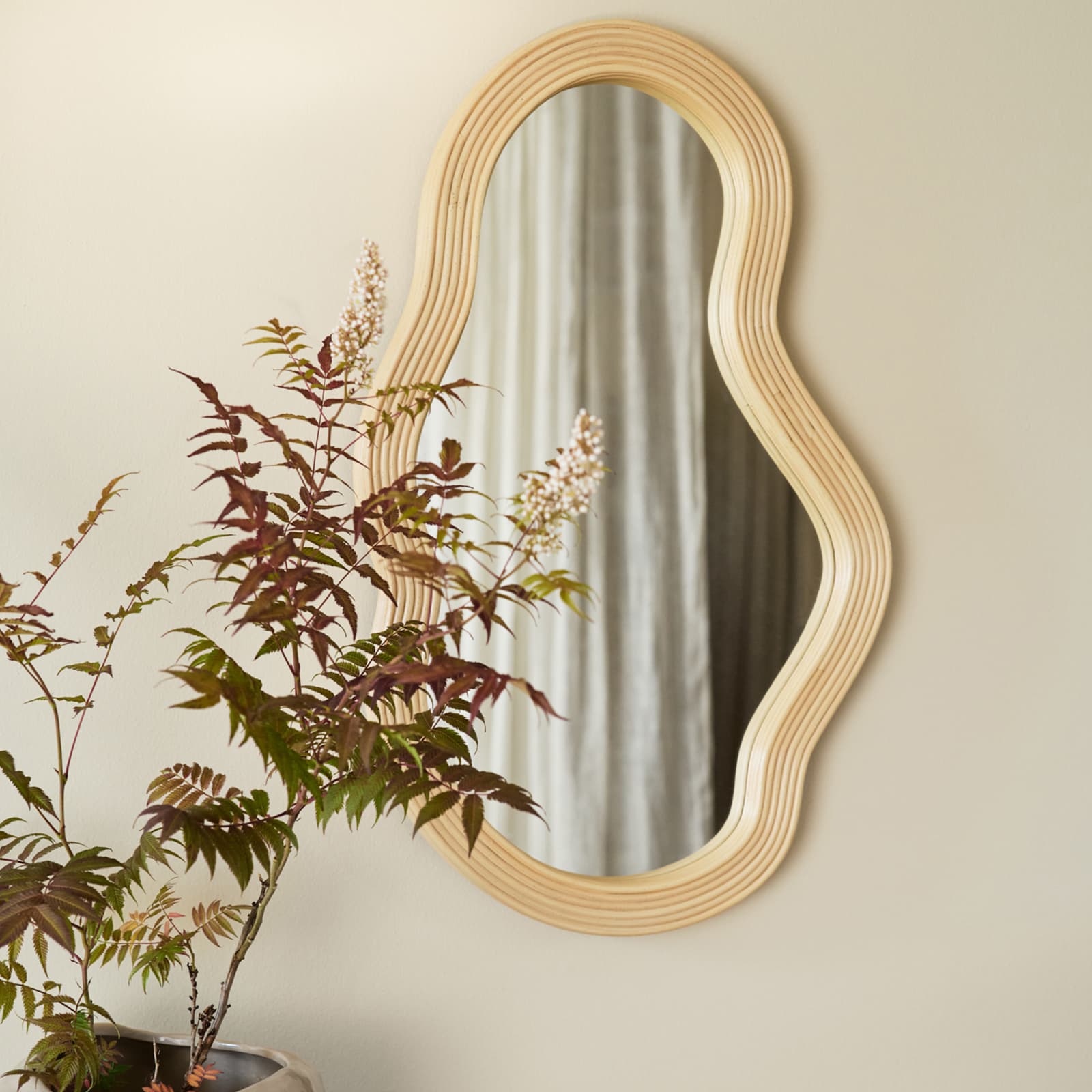 ferm LIVING Pond Rattan Mirror - Medium - Natural