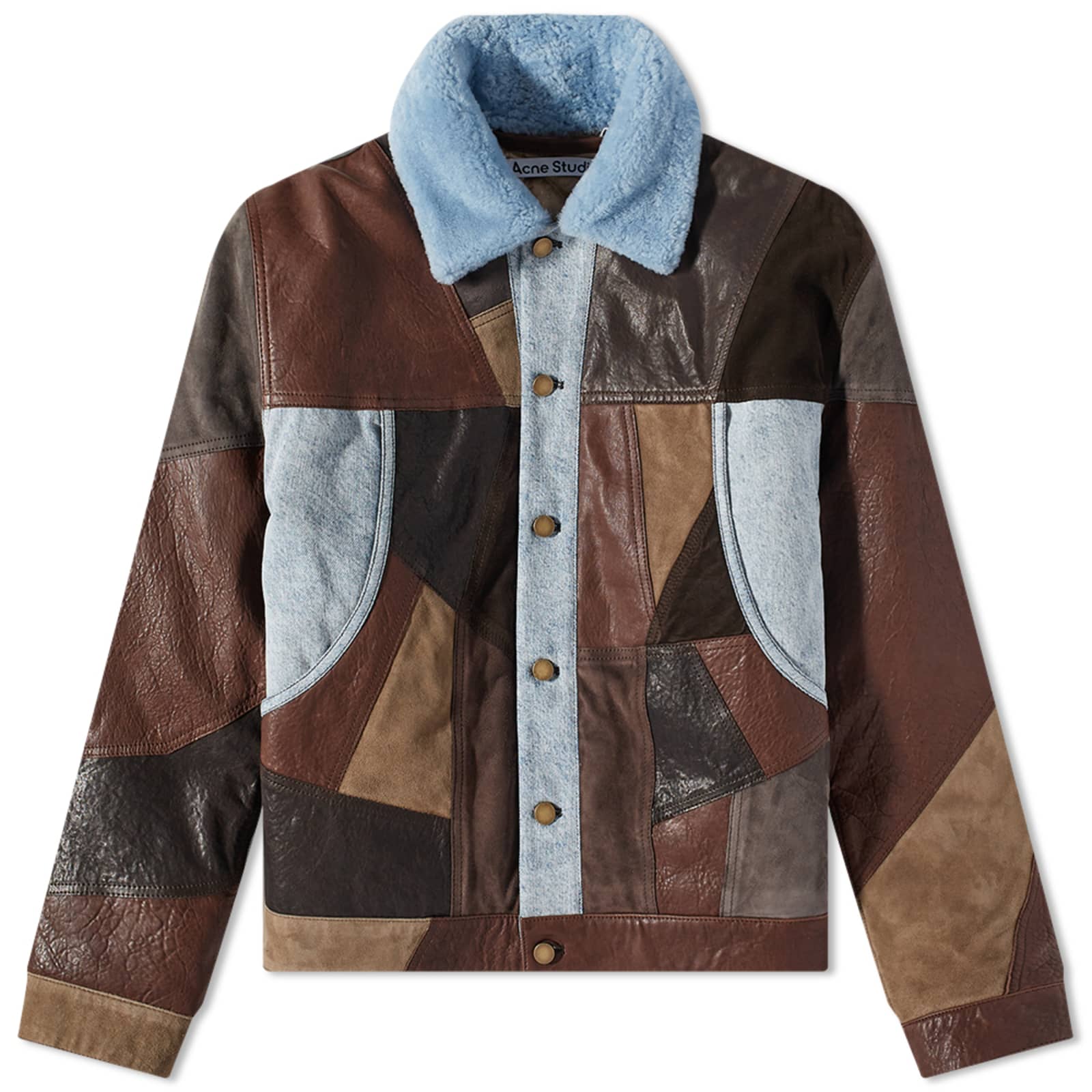 Acne Studios Lobin Patchwork Leather Jacket Dark Brown & Multi END. (US)