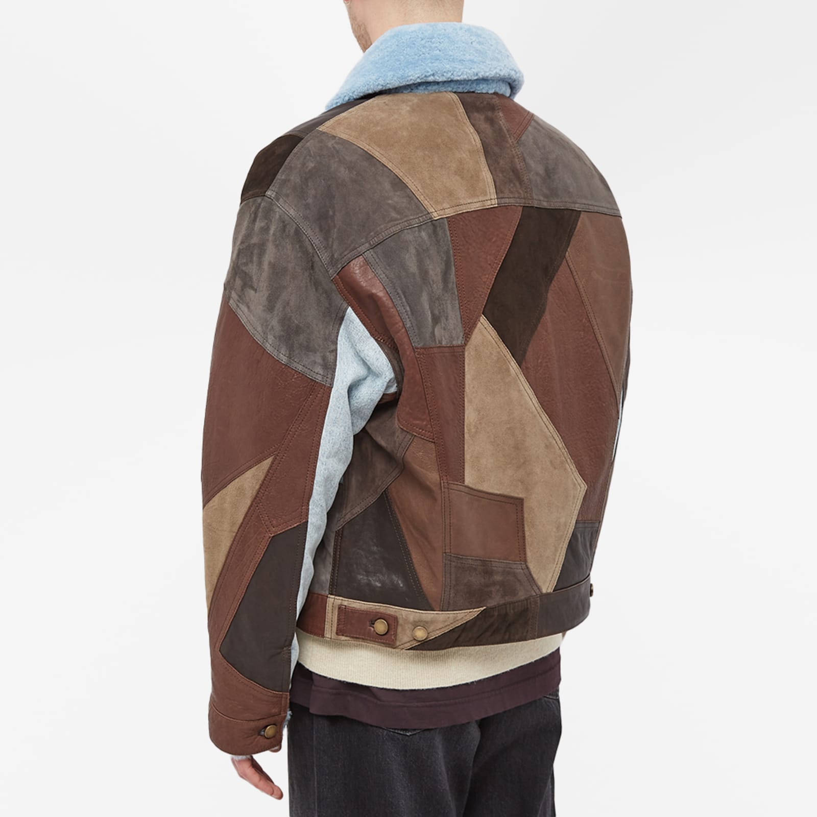 Acne Studios Lobin Patchwork Leather Jacket Dark Brown & Multi END. (US)