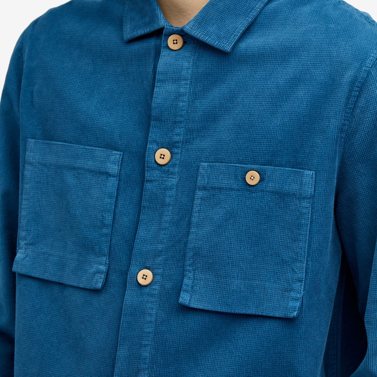 Folk Microcheck Cord Shirt END EXCLUSIVE Prussian Blue END.