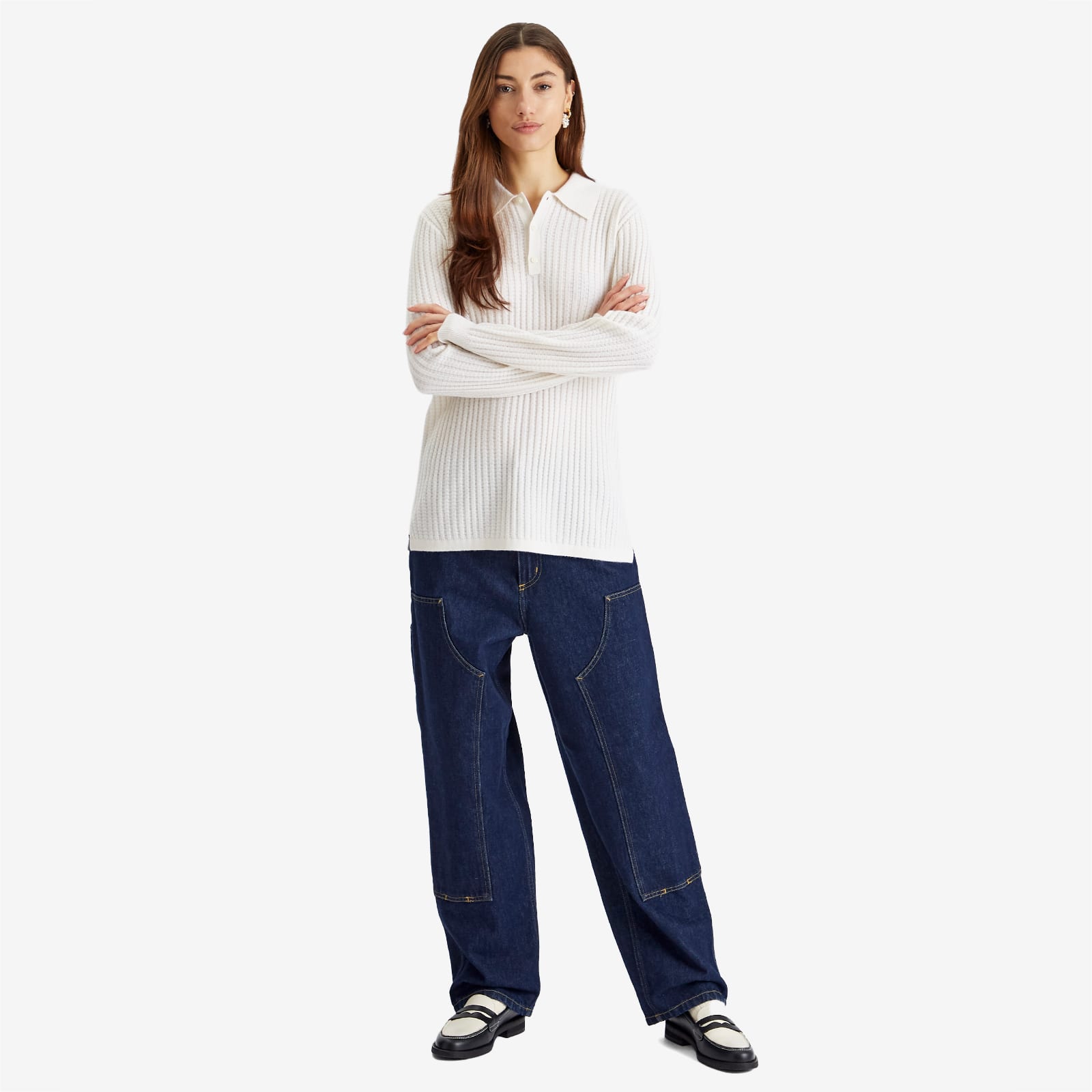 GUEST IN RESIDENCE Theo Waffle Polo In Cashmere - Cream
