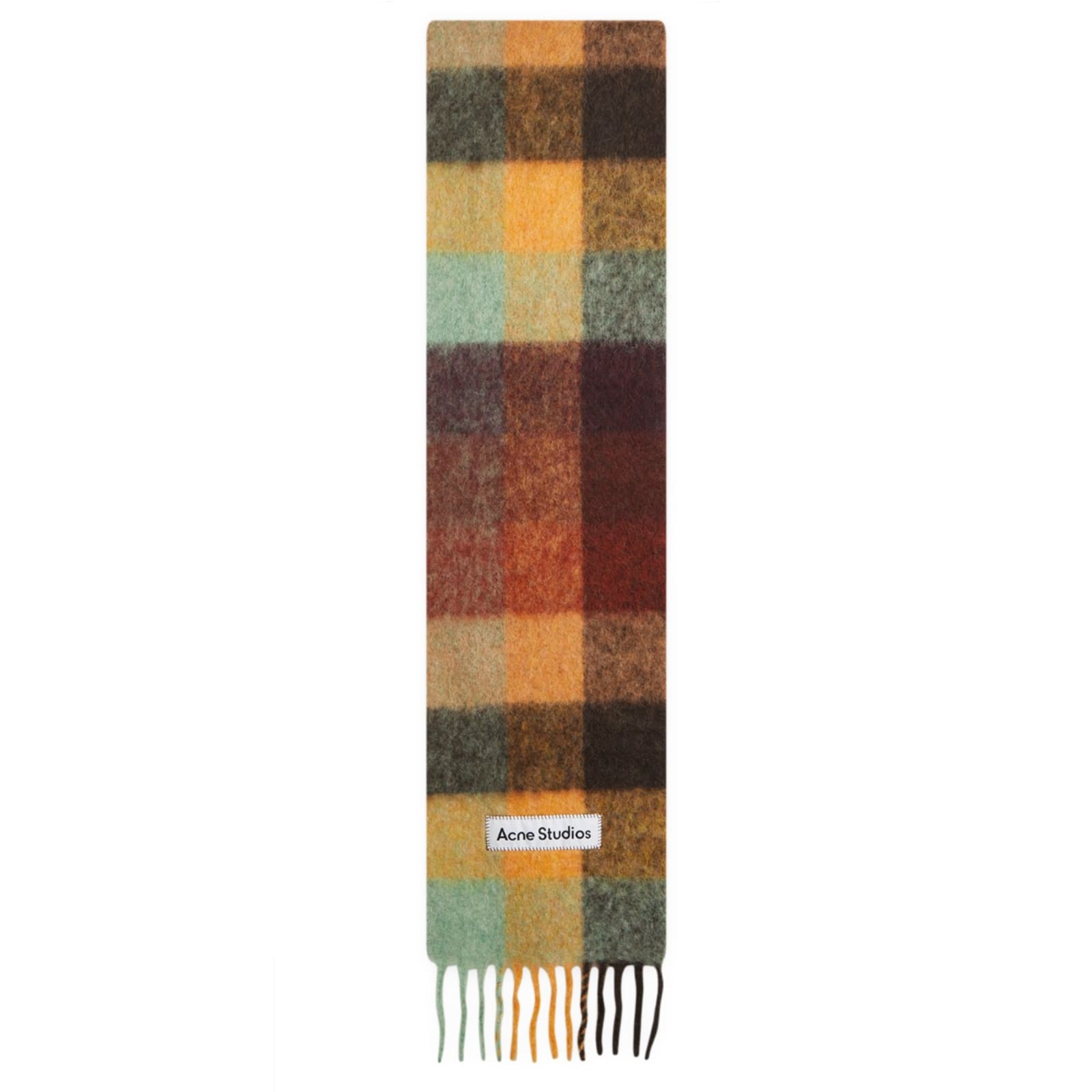 Acne Studios Vally Check Scarf - Chestnut Brown & Yellow & Green