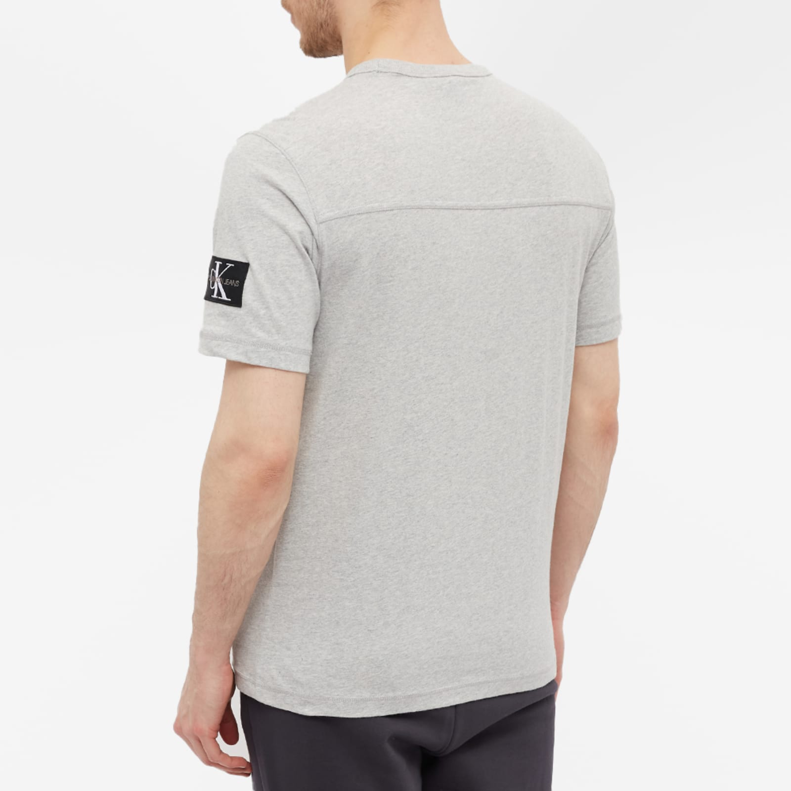 Calvin Klein Monogram Sleeve Badge Tee - Light Grey Heather