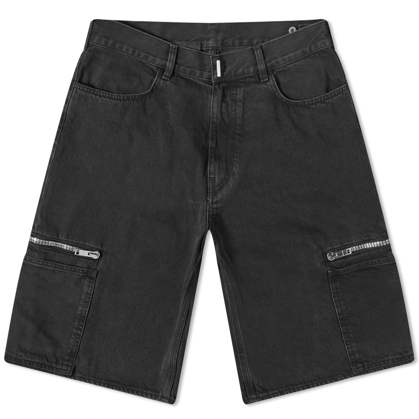 Givenchy 4G Zip Denim Cargo Shorts Black END.