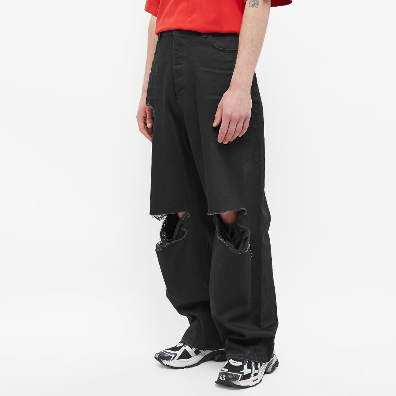 Balenciaga Destroyed Baggy Pants Rubber Black END.