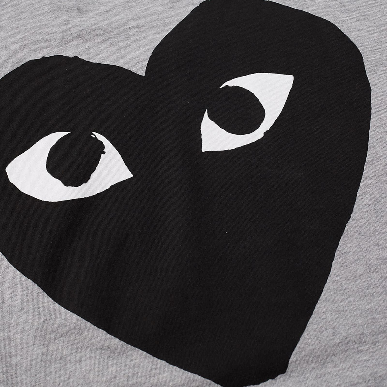 Comme des Garcons Play Small Logo Text Tee - Grey & Black