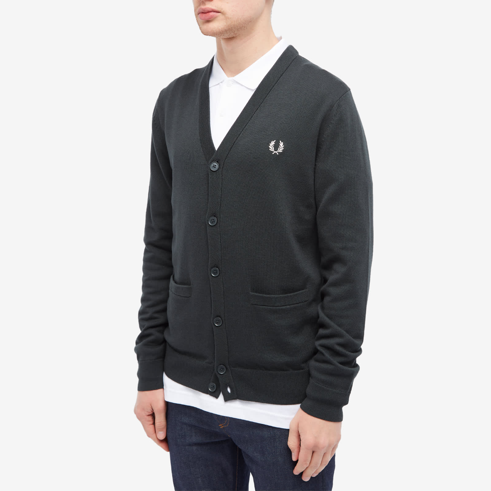 Fred Perry Merino Cardigan Night Green | END. (US)