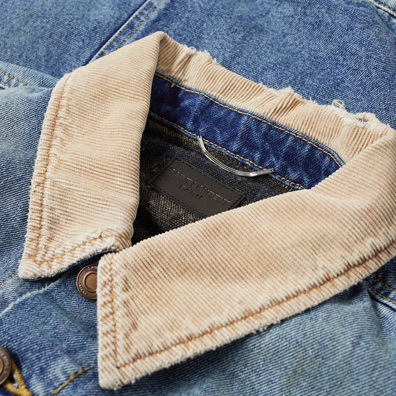 Saint Laurent Corduroy Collar Denim Jacket Blue END.
