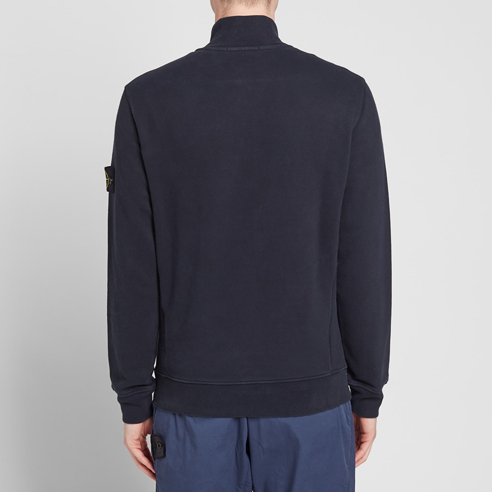 Stone Island Garment Dyed Button Half Zip Sweat - Navy