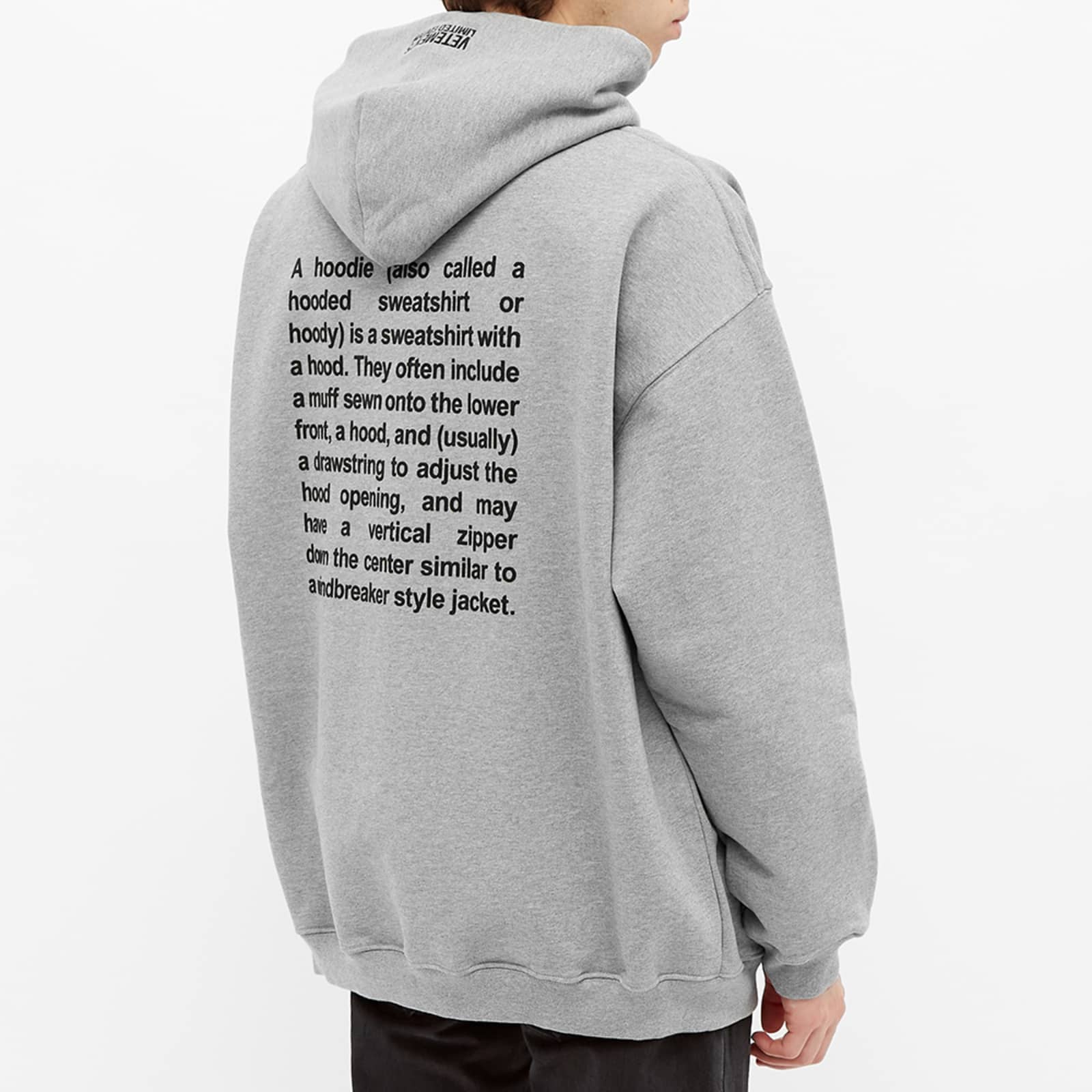 VETEMENTS Definition Hoodie Grey Melange END. (UK)