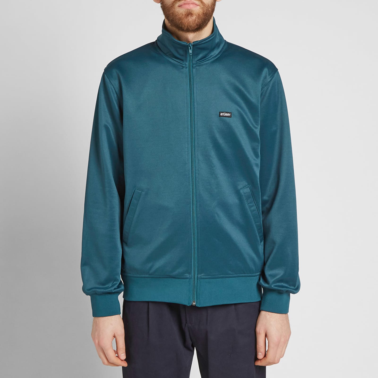 Stussy Textured Rib Track Jacket - Dark Teal